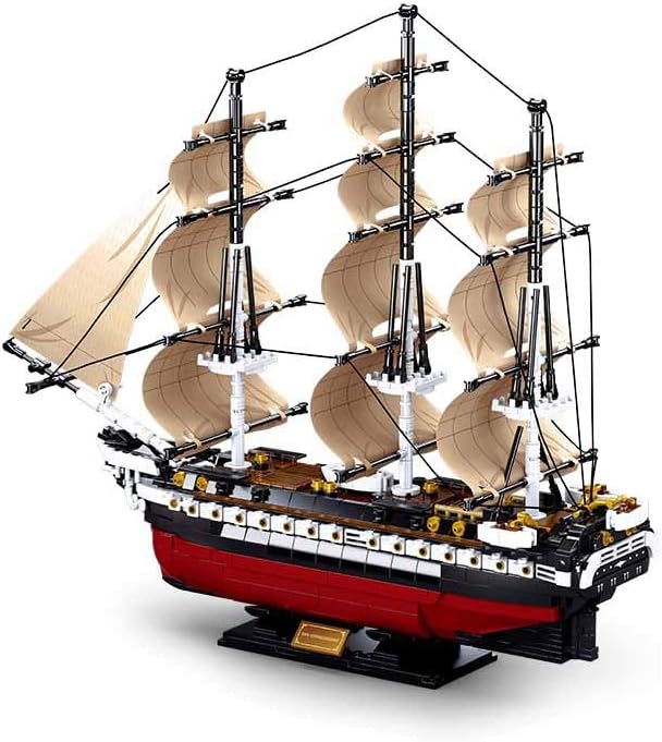 Detalle 2 de Sluban ModelBricks M38-B0836 – fregata USS Constitution, 1118 klocków, skala 1:170