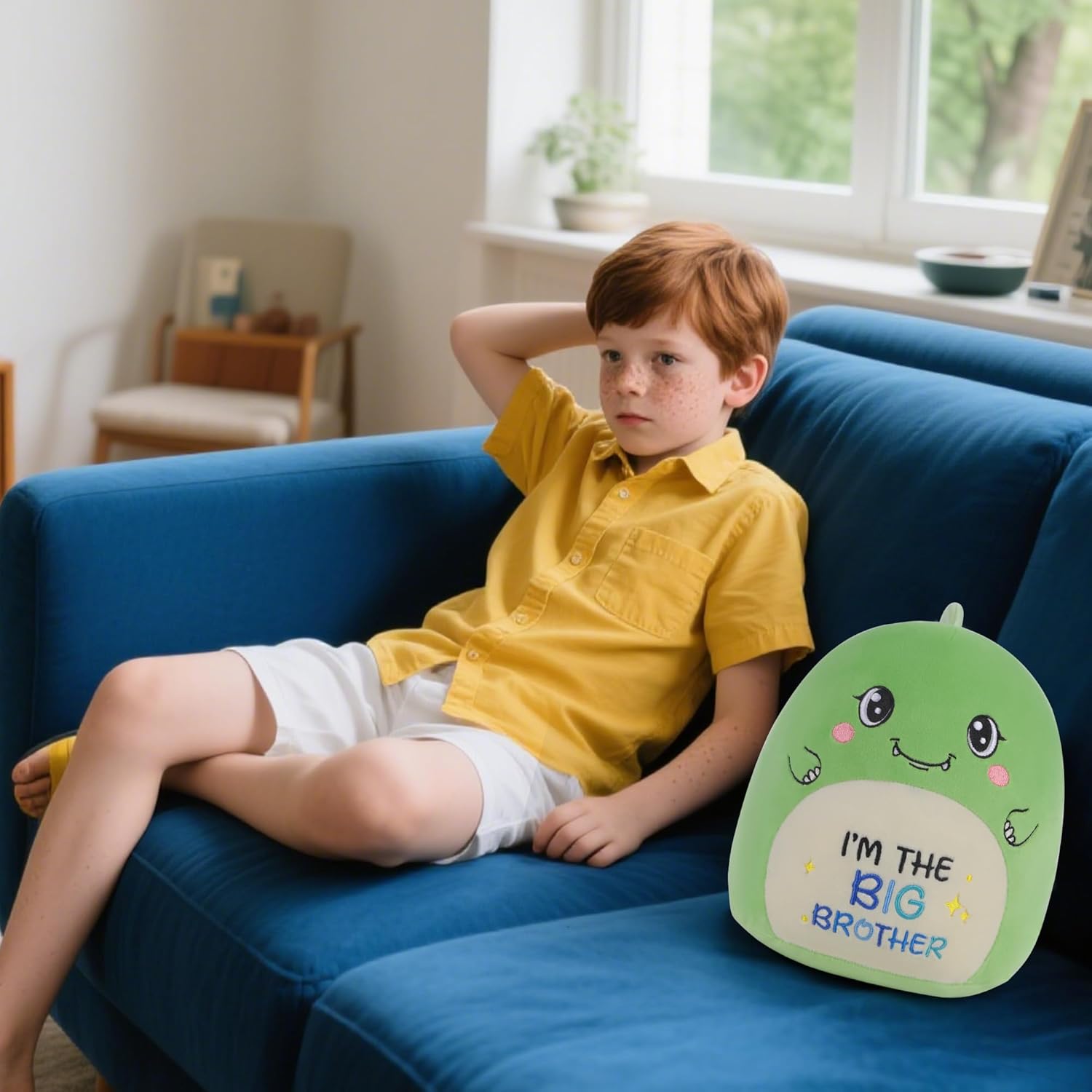 Thumbnail 4 de CozDazz Big Brother Dinosaur Stuffed Animal (10-inch green plush toy) – sibling announcement gift