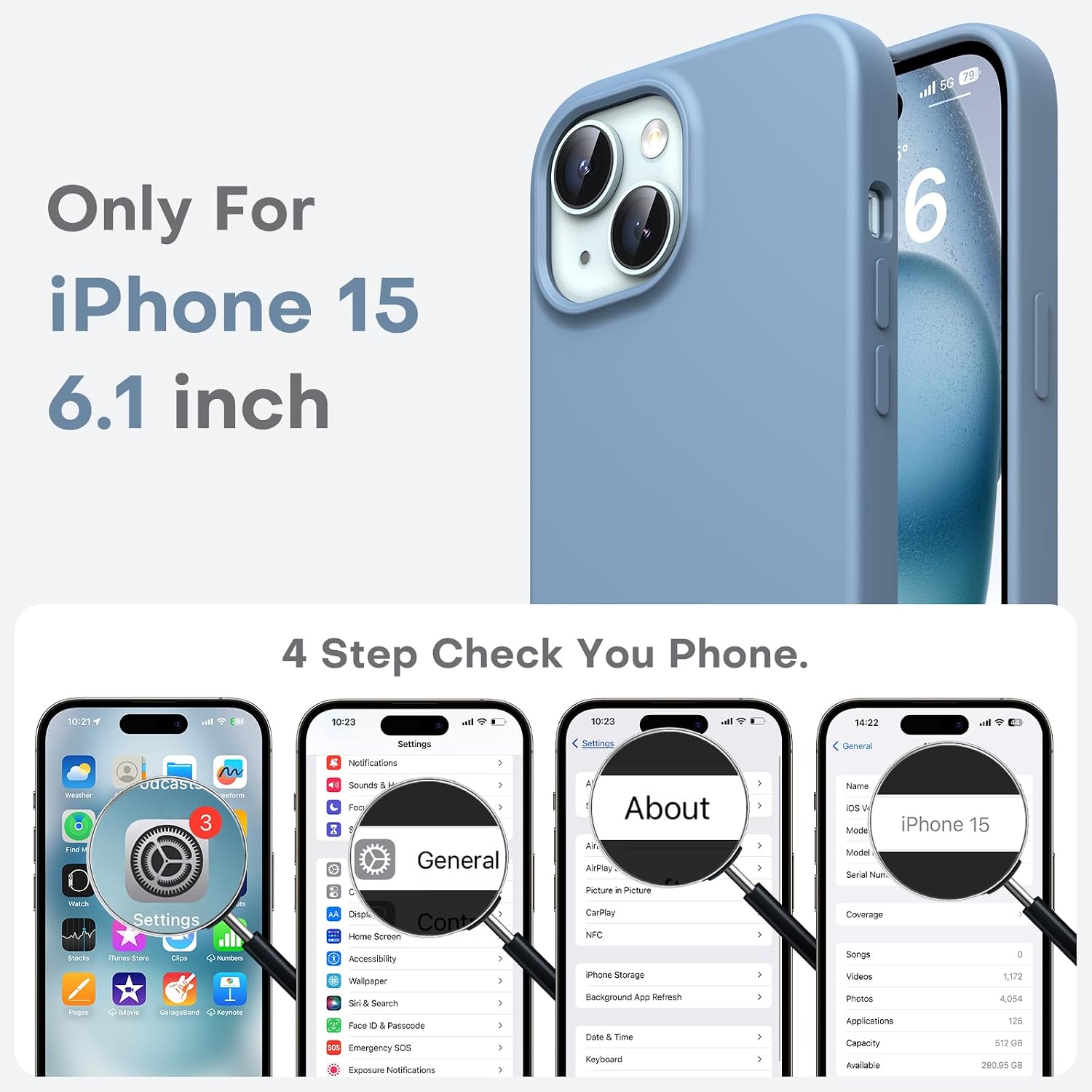 Detalle 2 de TOCOL iPhone 15 silicone slim case — Winter Blue