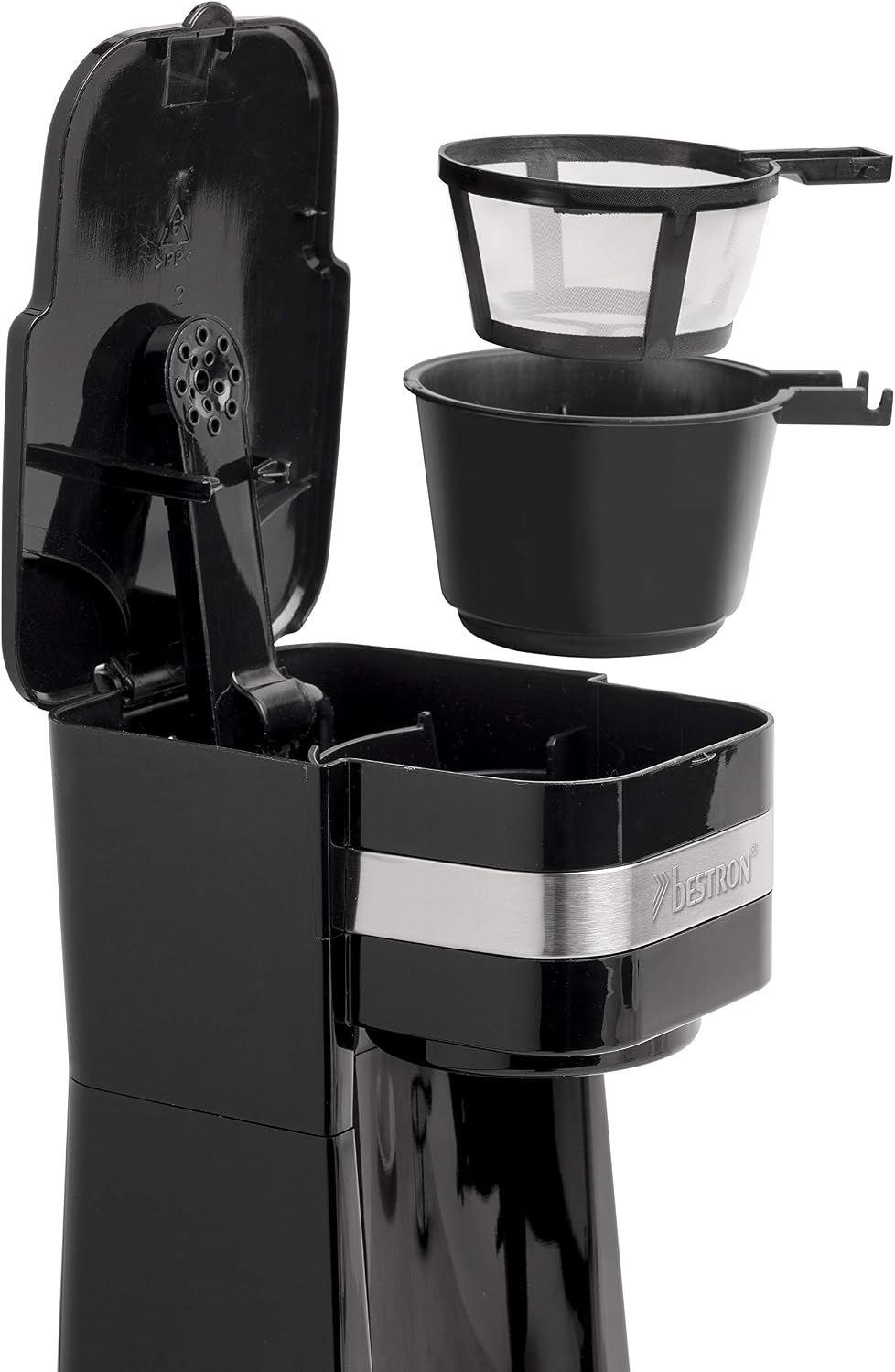 Detalle de Bestron Cafetière avec tasse isotherme pour café filtre moulu (420 ml) ACM112Z, 750 W