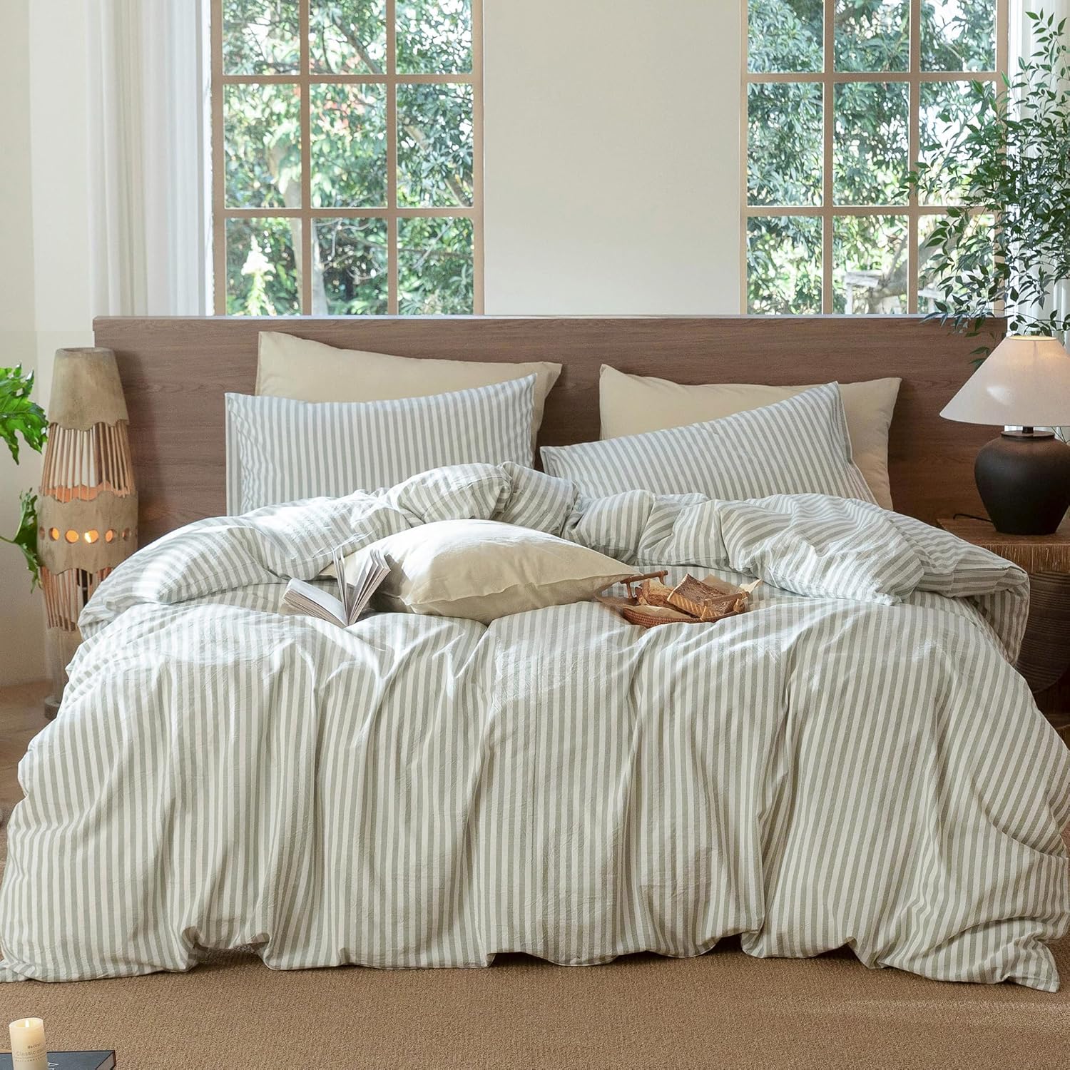 Detalle de MooMee Striped Duvet Cover Set King 104"x90"