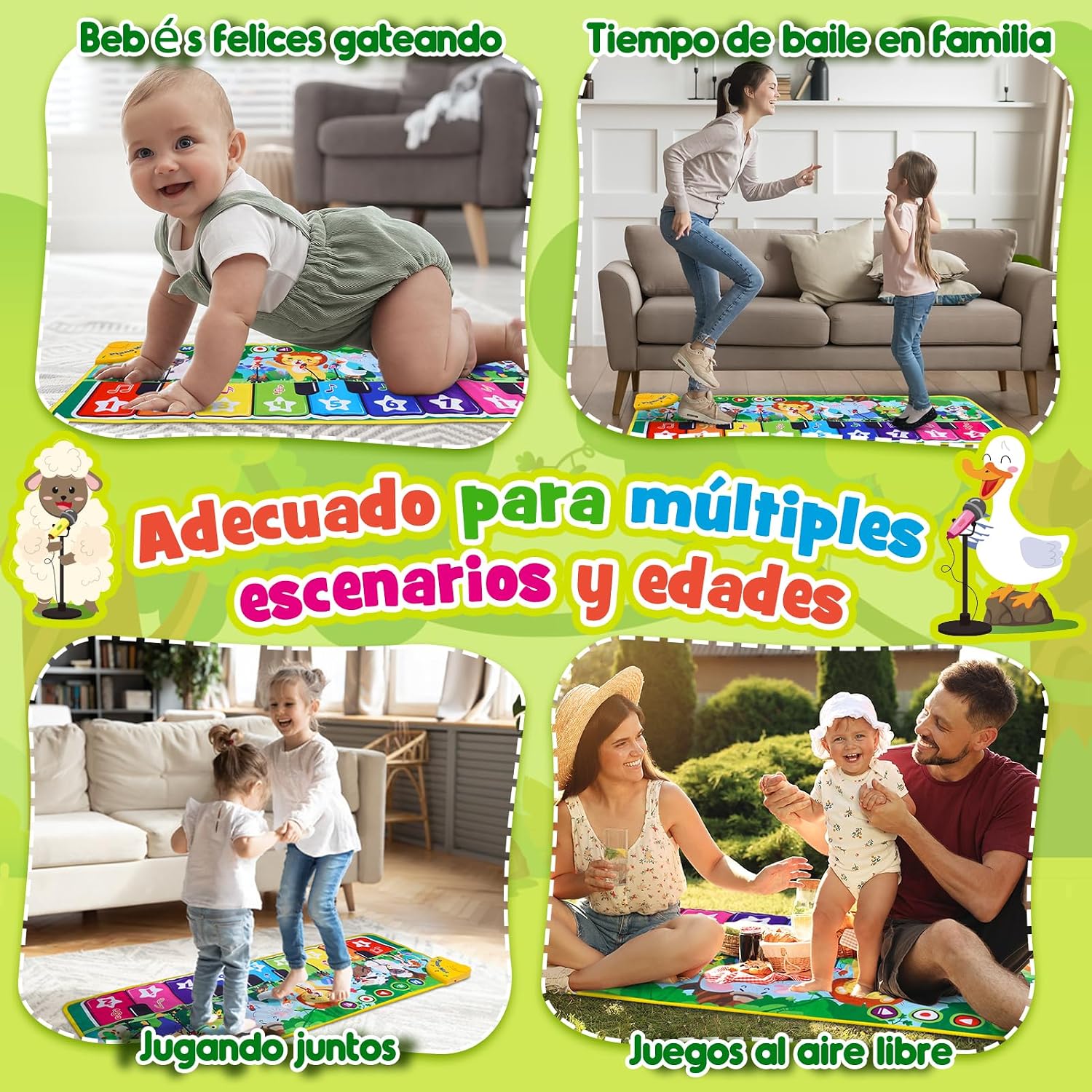 Thumbnail 4 de Dromlag alfombra musical infantil Montessori para 1 año (10 sonidos de animales y piano con teclas)