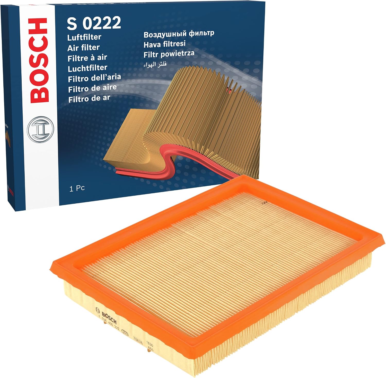 Detalle de Bosch S0222: Filtre à air automobile – cartouche efficace pour capter les particules