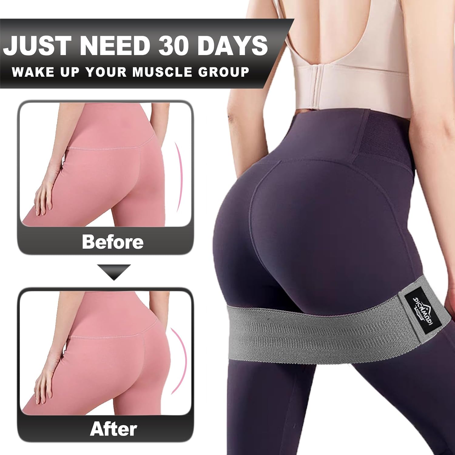 Detalle 2 de DICYWUDI WU-TLD-6PS-H Fabric Resistance Bands, 6-Pack, Non-Slip, 3 Levels