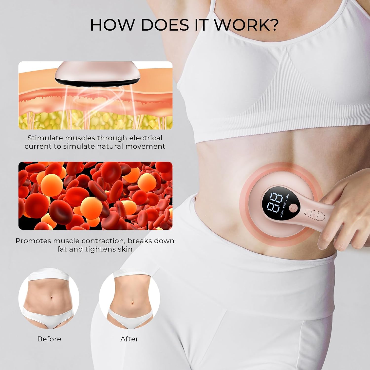 Detalle 2 de 4-in-1 Cellulite Massager Tool with Heating (Wireless, Lightweight) for Legs, Belly, Waist & More
