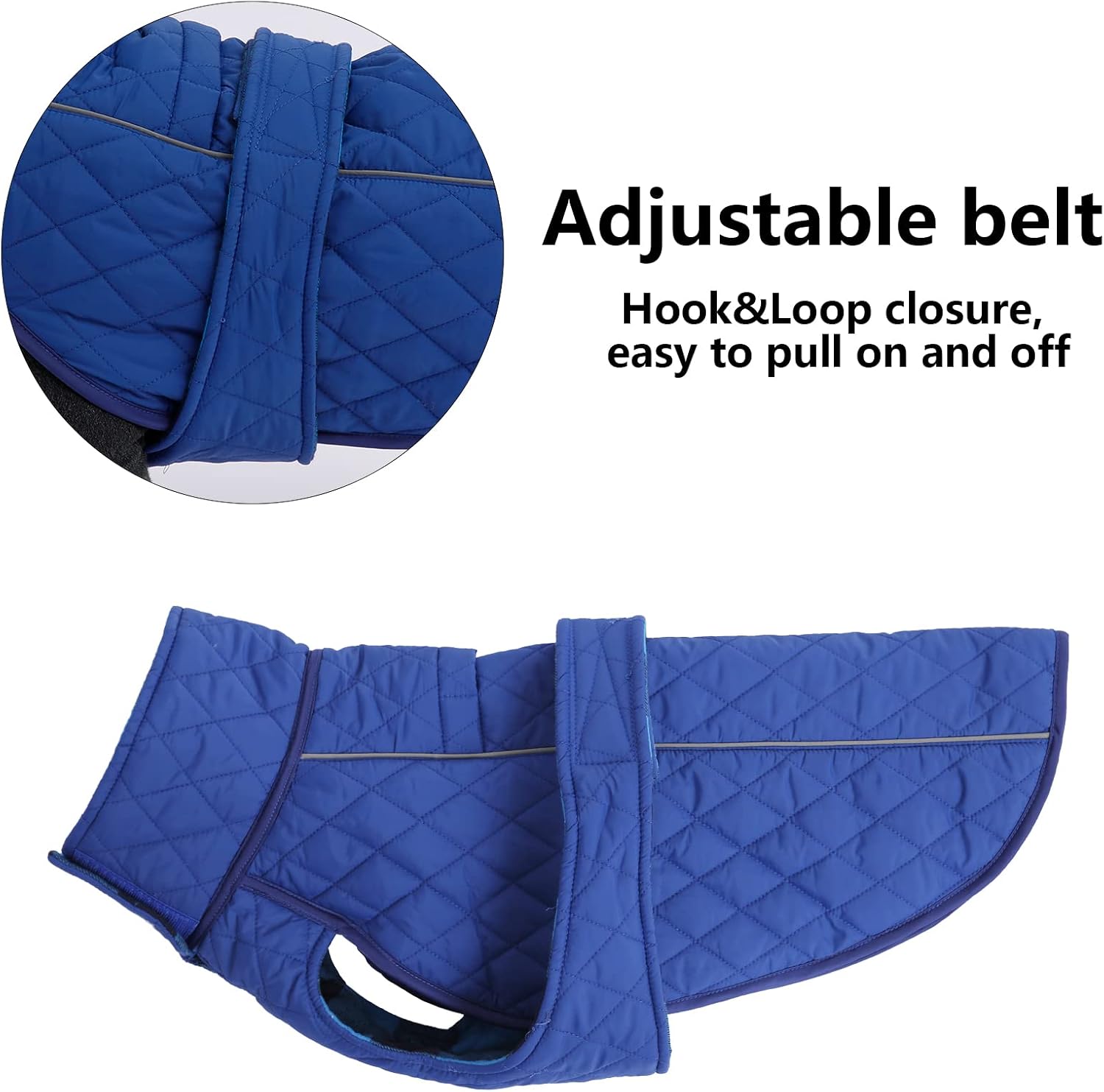 Detalle 2 de Morezi Dachshund Coat: Navy Water-Resistant Fleece Jacket with Reflective Stripe (Size L) for Miniature Sausage Dogs