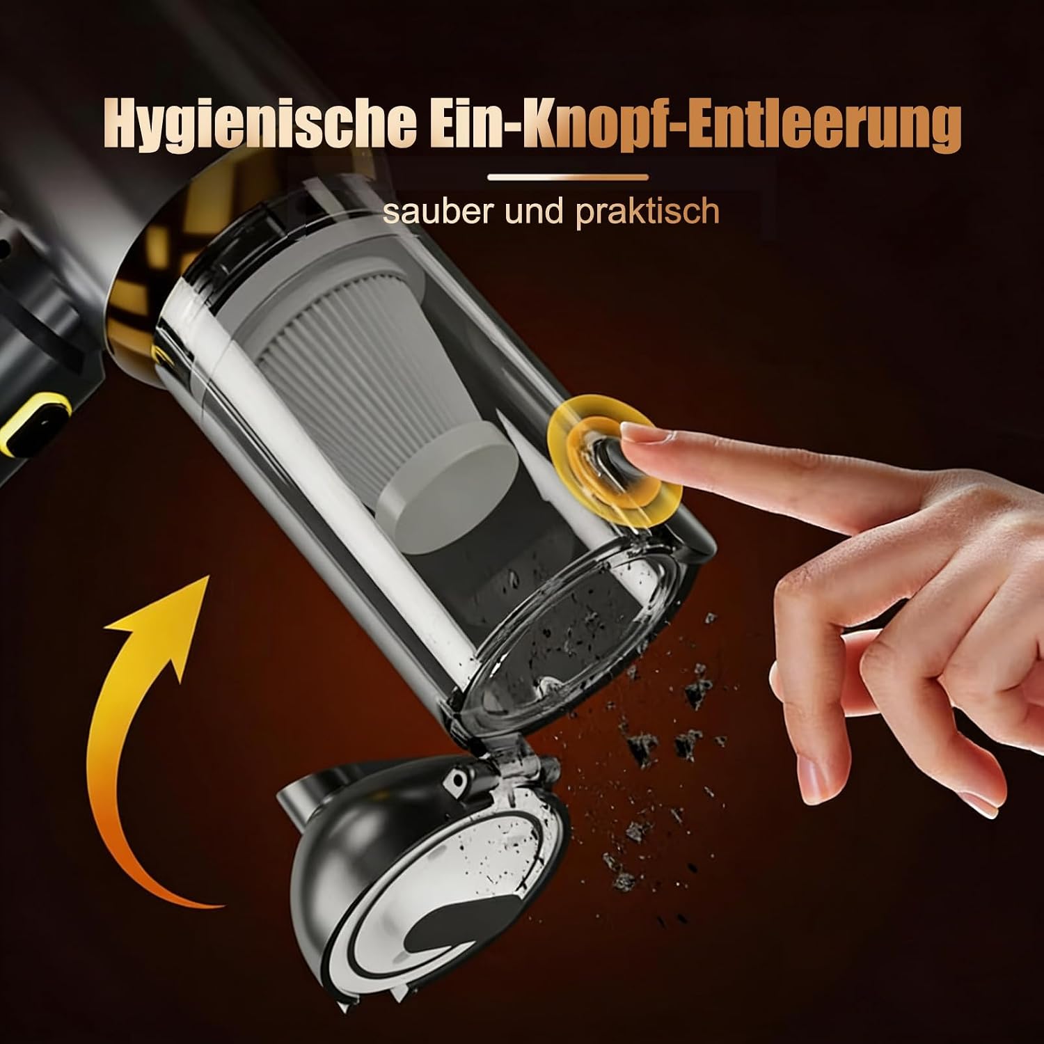 Detalle 2 de DiliDala Handstaubsauger Akku – 27000PA, 3-Gang, kabellos mit Autostaubsauger-Charakteristik
