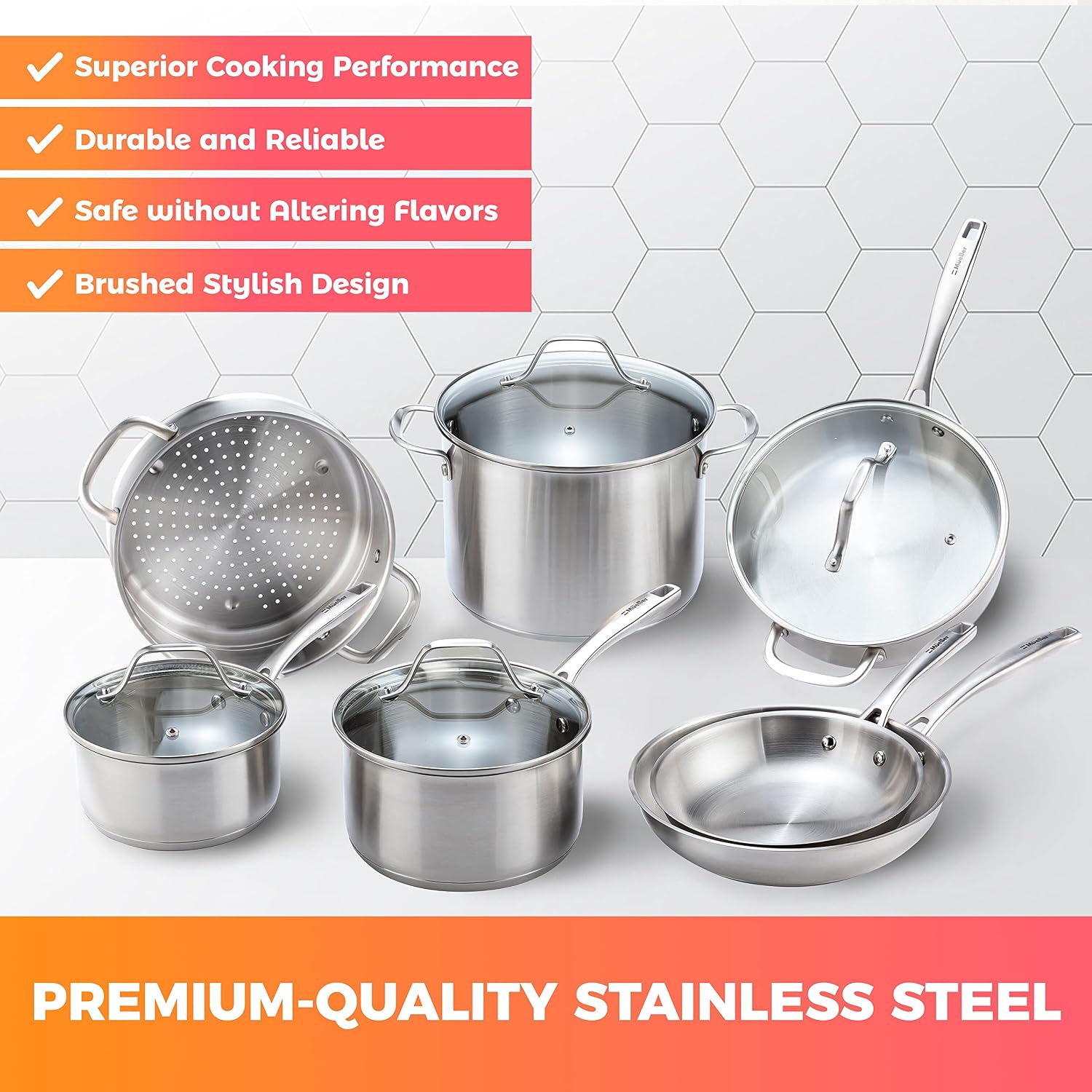 Thumbnail 1 de Mueller Stainless Steel Cookware Set 11-Piece