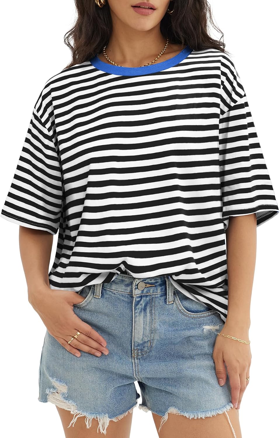 Detalle de ATHMILE Women's Oversized T Shirt: Casual Tee for Workout & Everyday Wear