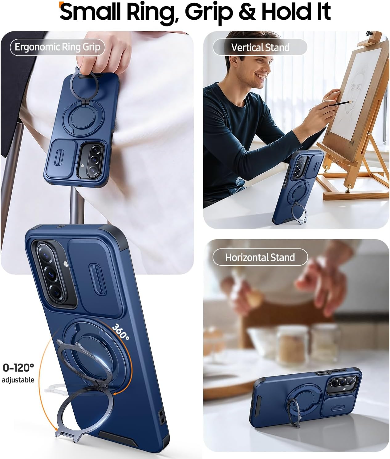Thumbnail 2 de AOUIA Samsung S26 Ultra Case with Sliding Camera Cover & 2 Pack Screen Protectors – Blue