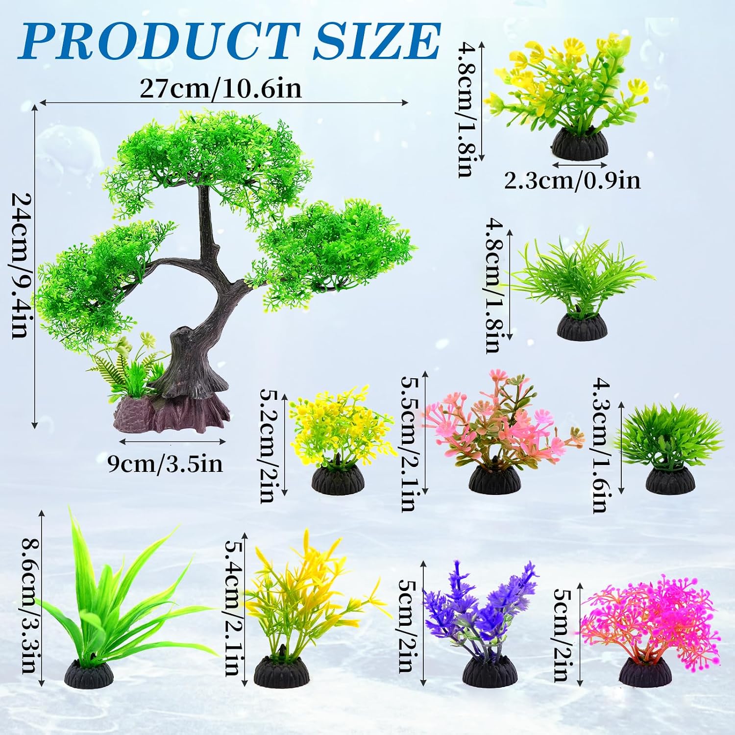 Thumbnail 1 de JJQHYC 10 Pack Fish Tank Decorations