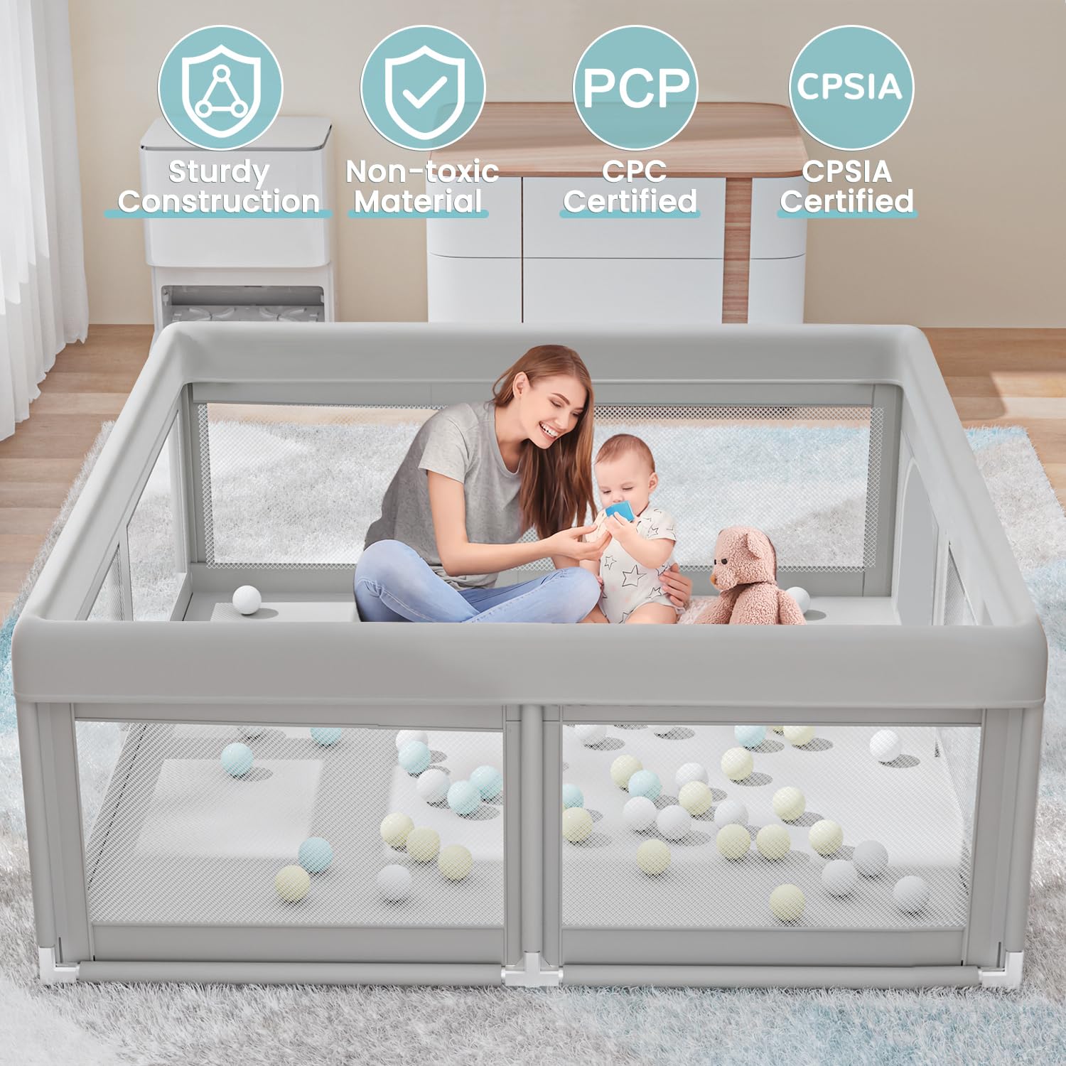 Thumbnail 6 de Hiaksedt Baby Playpen 50x50 Inch