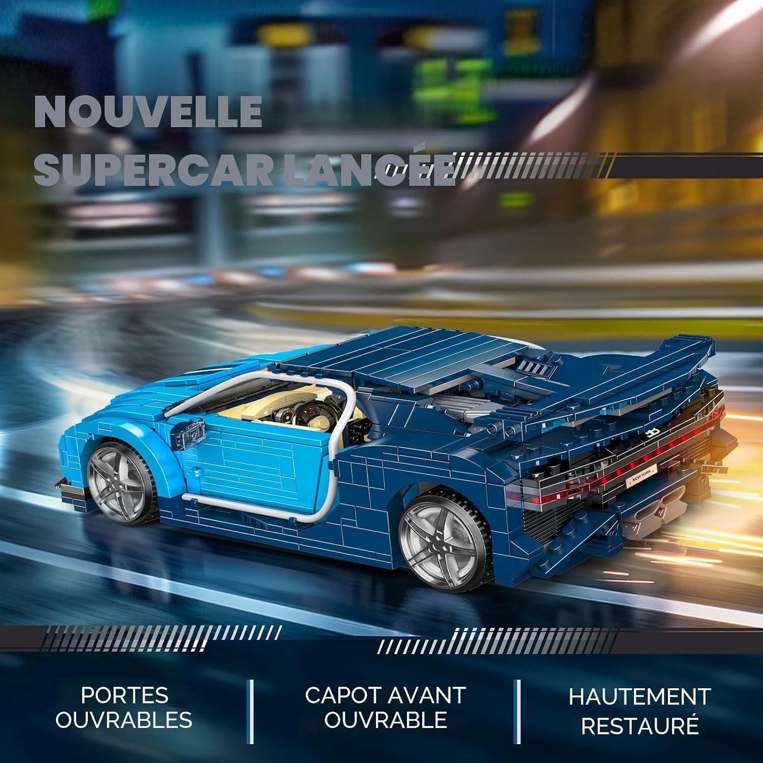 Detalle de Mould King 10111, kit supercar 1222 pièces