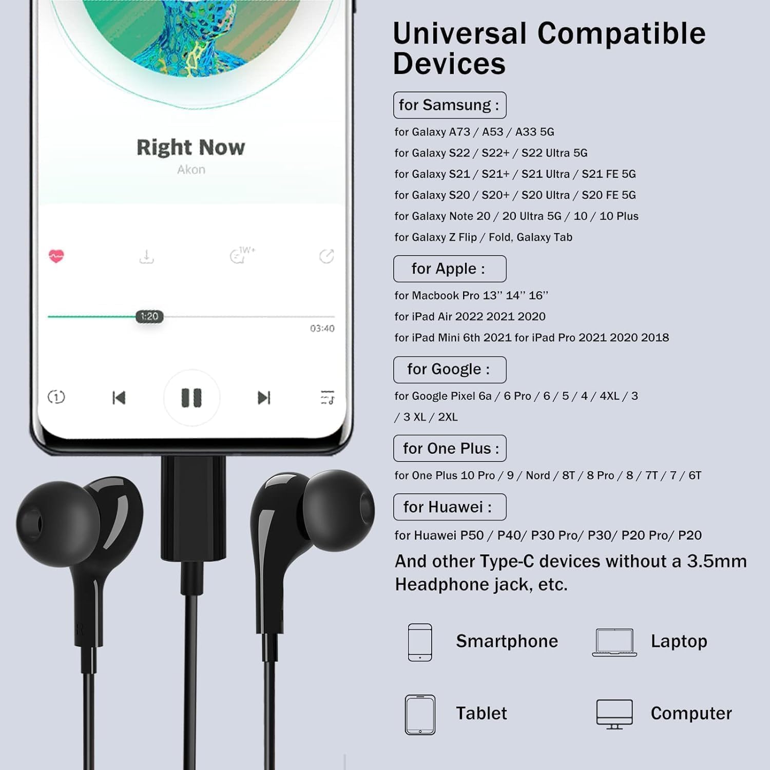 Thumbnail 1 de AILZPXX 964 USB-C Wired Earbuds with Mic, Magnetic Design and Controls