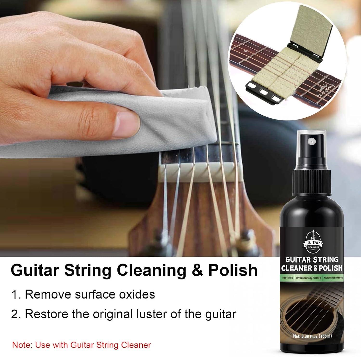 Detalle de DINGSEN Guitar Cleaning Kit-8Pc: Pro Maintenance for Every Guitar