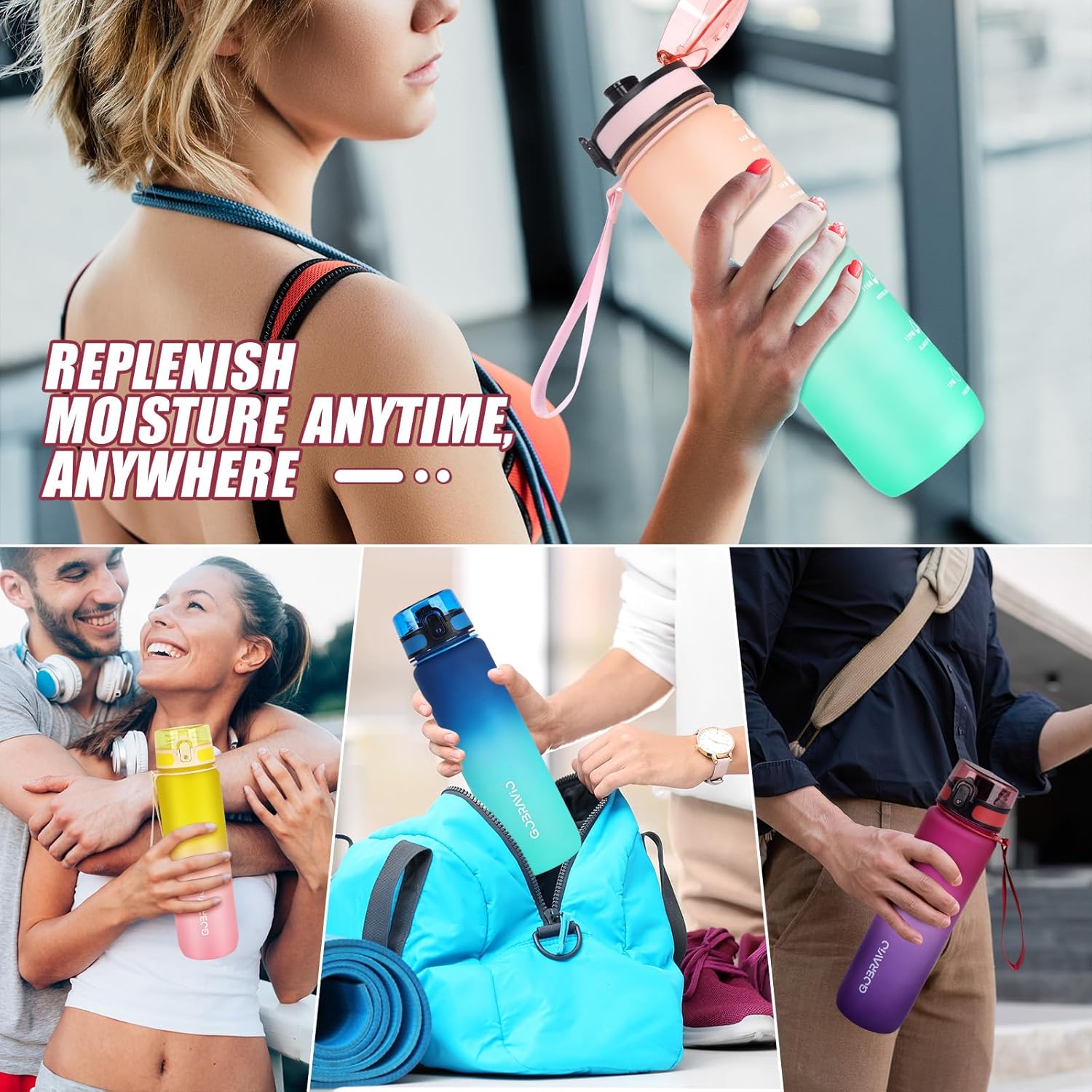 Thumbnail 6 de Gobravio Water Bottle 1L motivational bottle