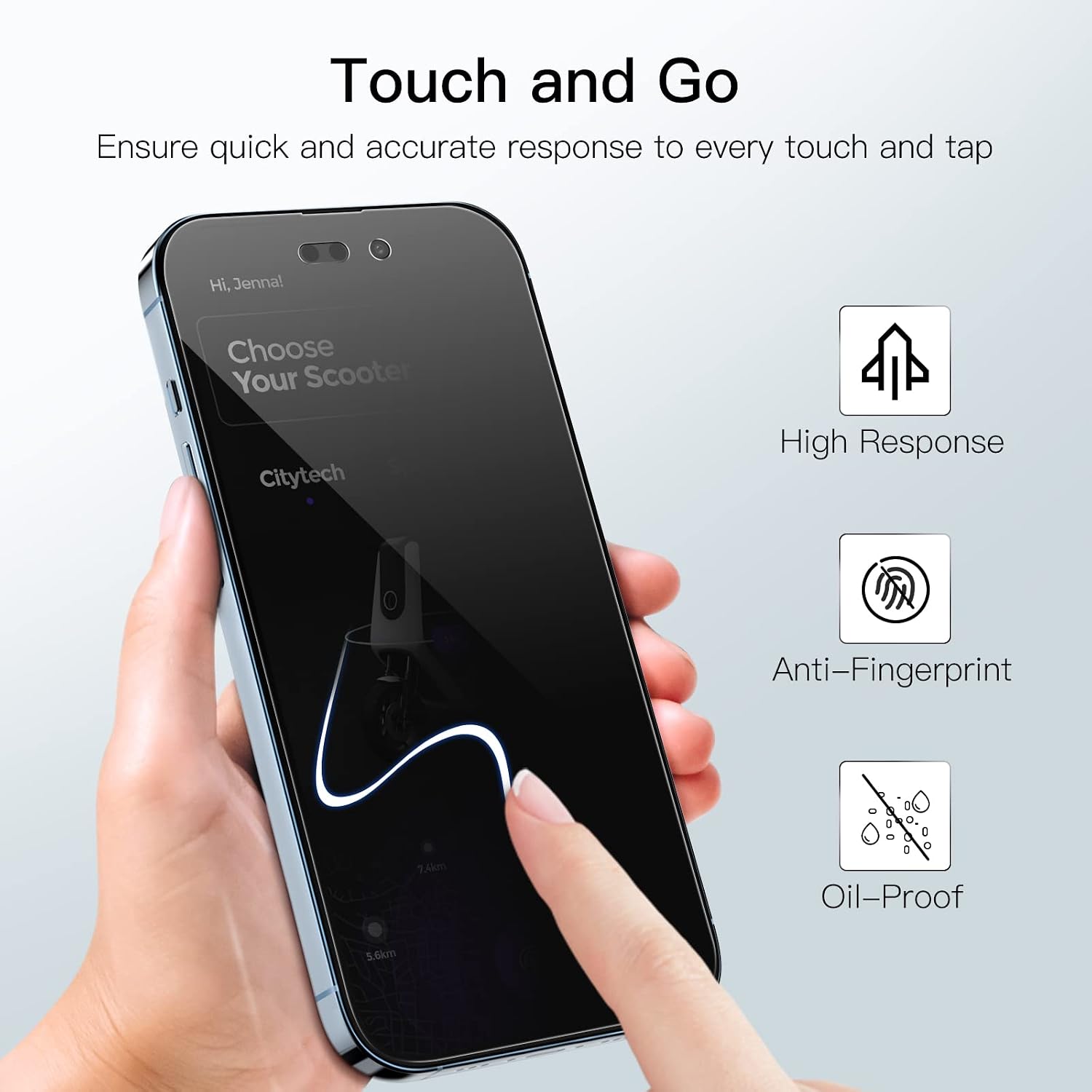 Detalle de JETech Sichtschutz Full Screen für iPhone 14 Pro (6,1 Zoll) – Anti-Spy Panzer-Schutz aus gehärtetem Glas, 2 Stück