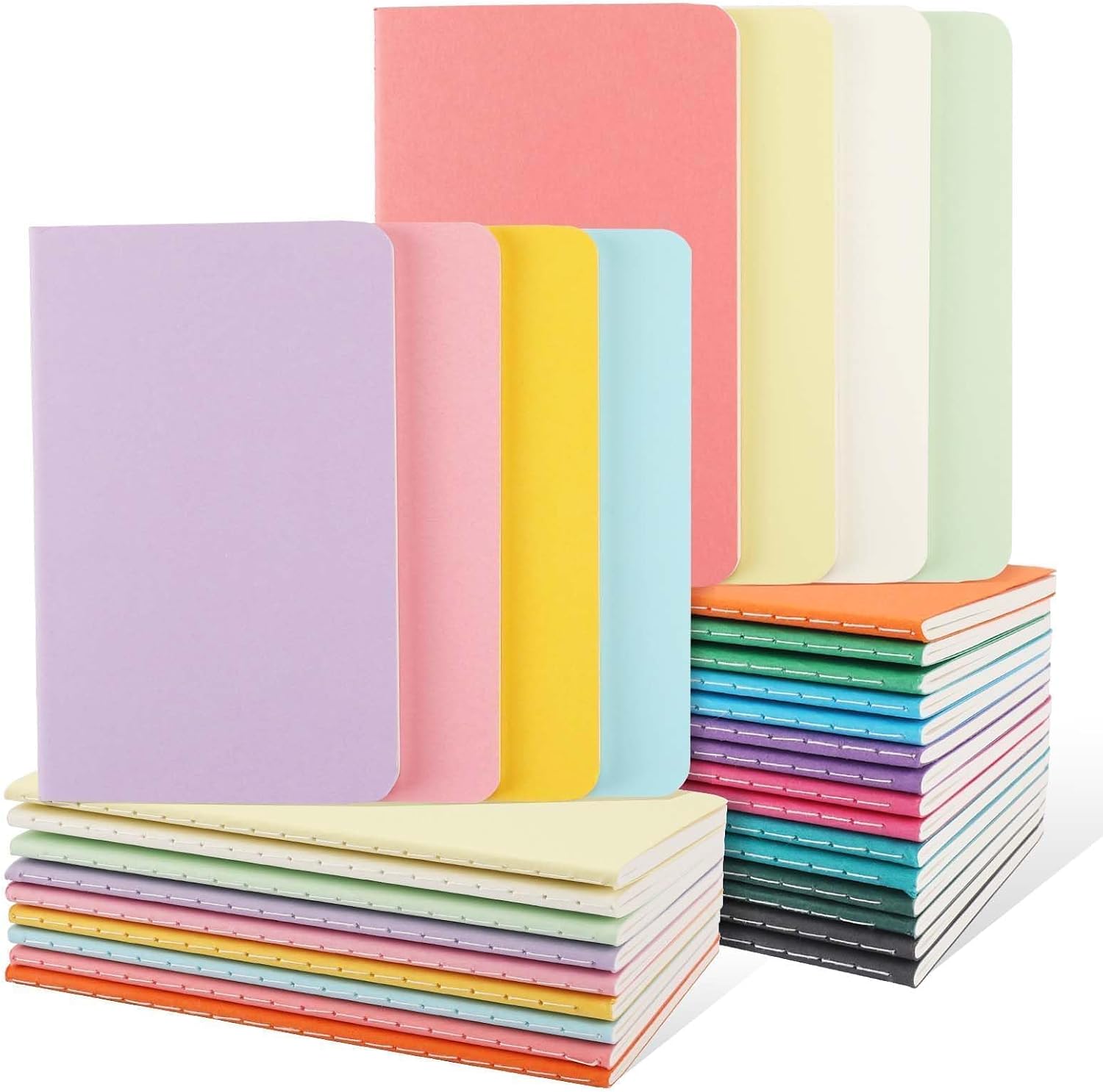 Detalle de Oucaru 32-Piece Mini Notebooks, 3.5" x 5.5" Blank, 16 Colors