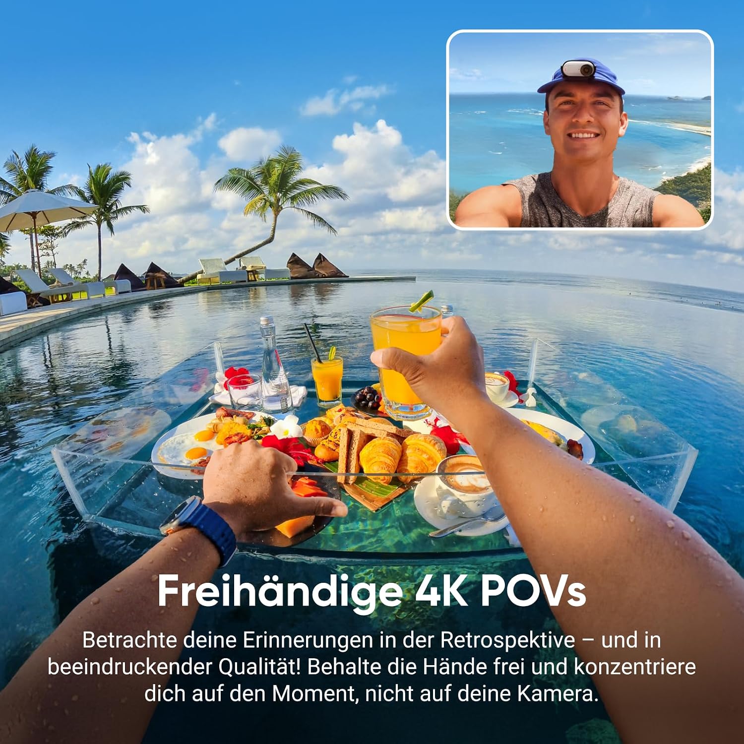 Detalle de Insta360 GO 3S Fahrrad-POV-Bundle 64 GB Weiß – Tragbare 4K Mini-Kamera mit Freihand-POVs