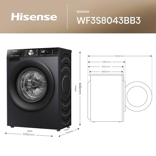 Thumbnail 2 de Hisense 3S WF3S8043BB3 8kg Front Load Washer with Inverter, Steam Wash and App Control