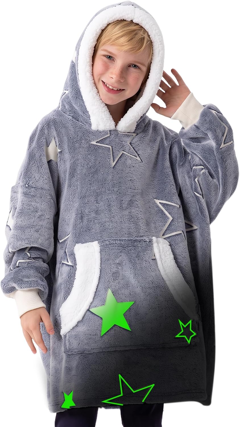Detalle de Winthome SP-FLR-2025530 Kids Wearable Blanket Hoodie, Flannel, OEKO-TEX