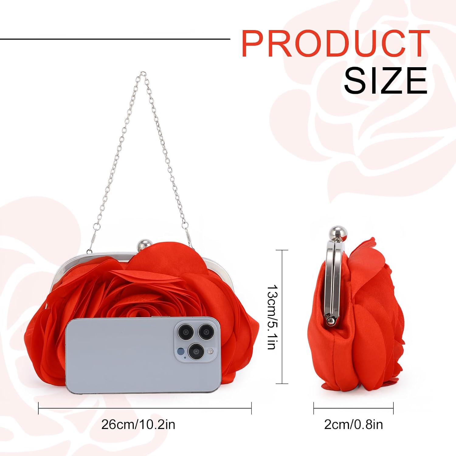 Detalle 2 de Fecialy Floral Satin Evening Bag 26cm