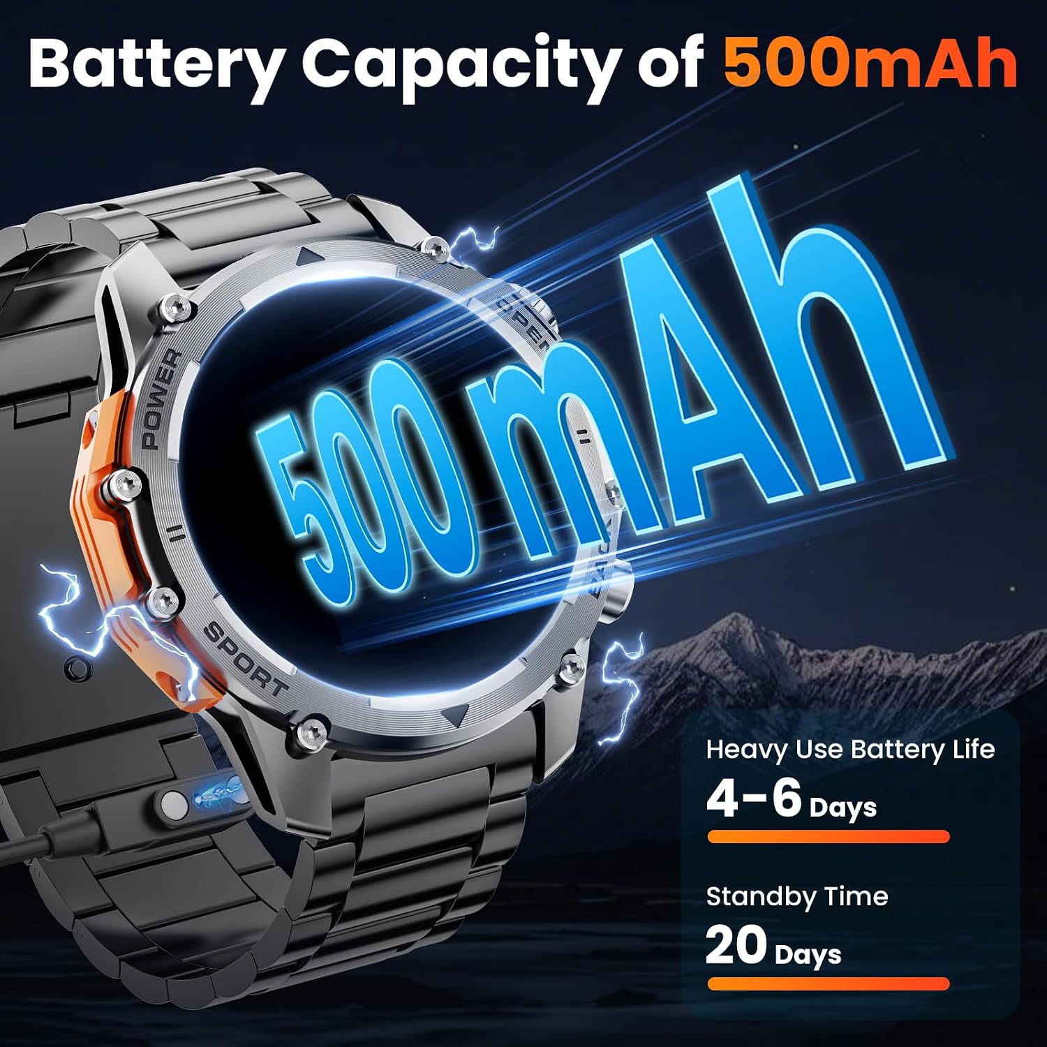 Detalle de Hwagol Military Smart Watch for Men (1.52" HD) with Heart Rate/SpO2, Sleep Monitor and Torch