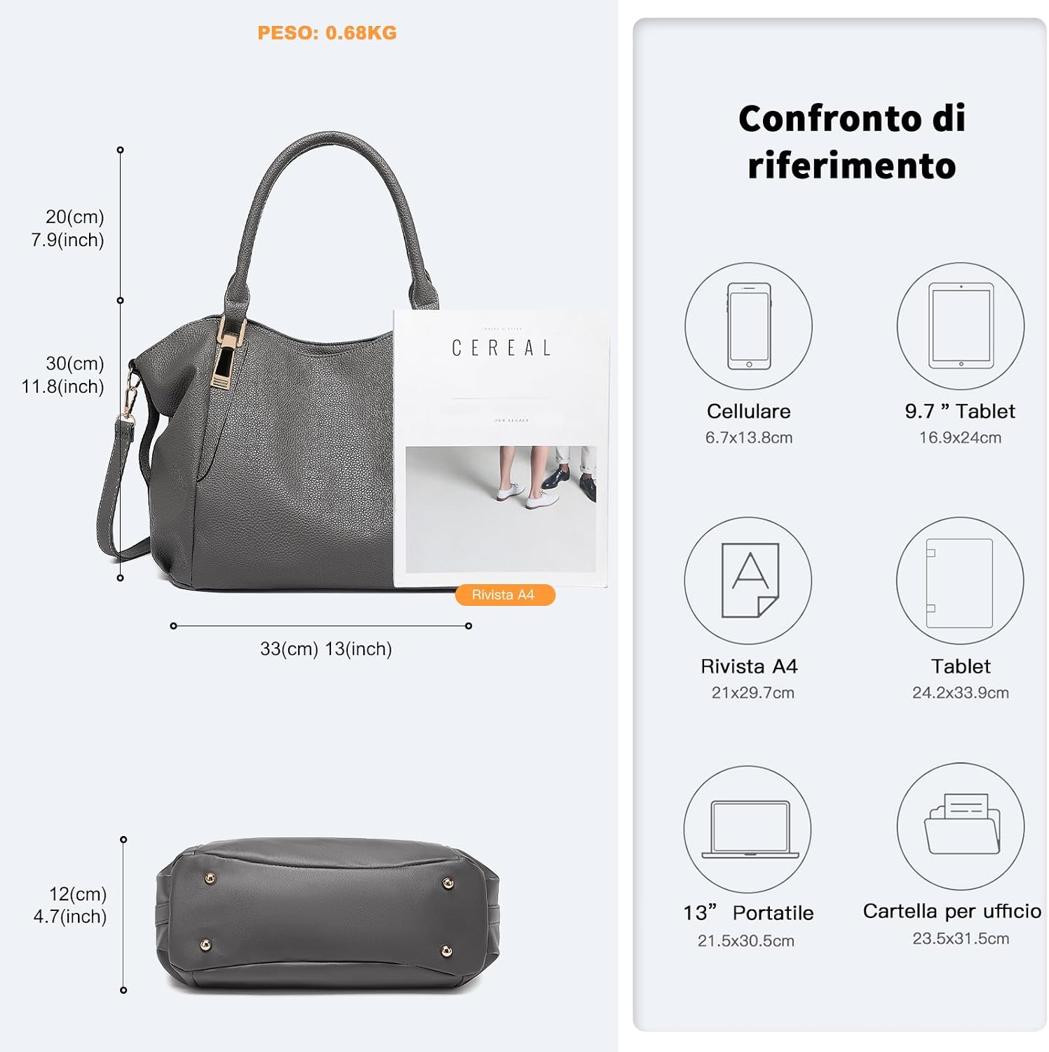 Thumbnail 3 de Miss Lulu Borsa Donna Grande con Tracolla Regolabile: Tote impermeabile in PU per lavoro, scuola e viaggio