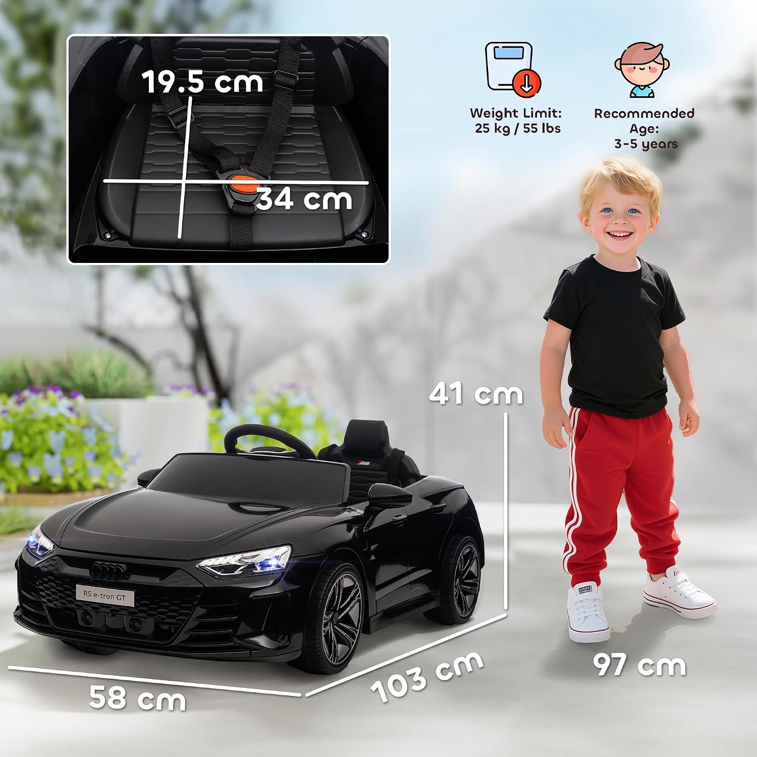 Thumbnail 6 de HOMCOM Audi RS e-tron GT Licensed 12V Ride-On Car for Kids