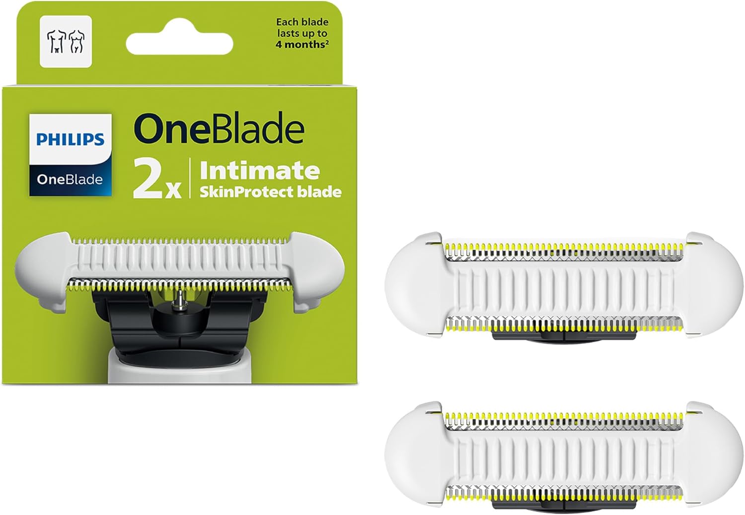 Philips OneBlade Intimate SkinProtect QP229/50 – 2 lames pour zones intimes, compatibles OneBlade et OneBlade Pro