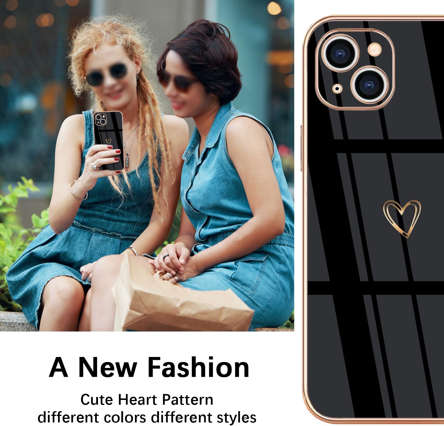 Thumbnail 6 de HopMore Silicone Case for iPhone 15 with Heart Pattern — Slim, Protective TPU Shell