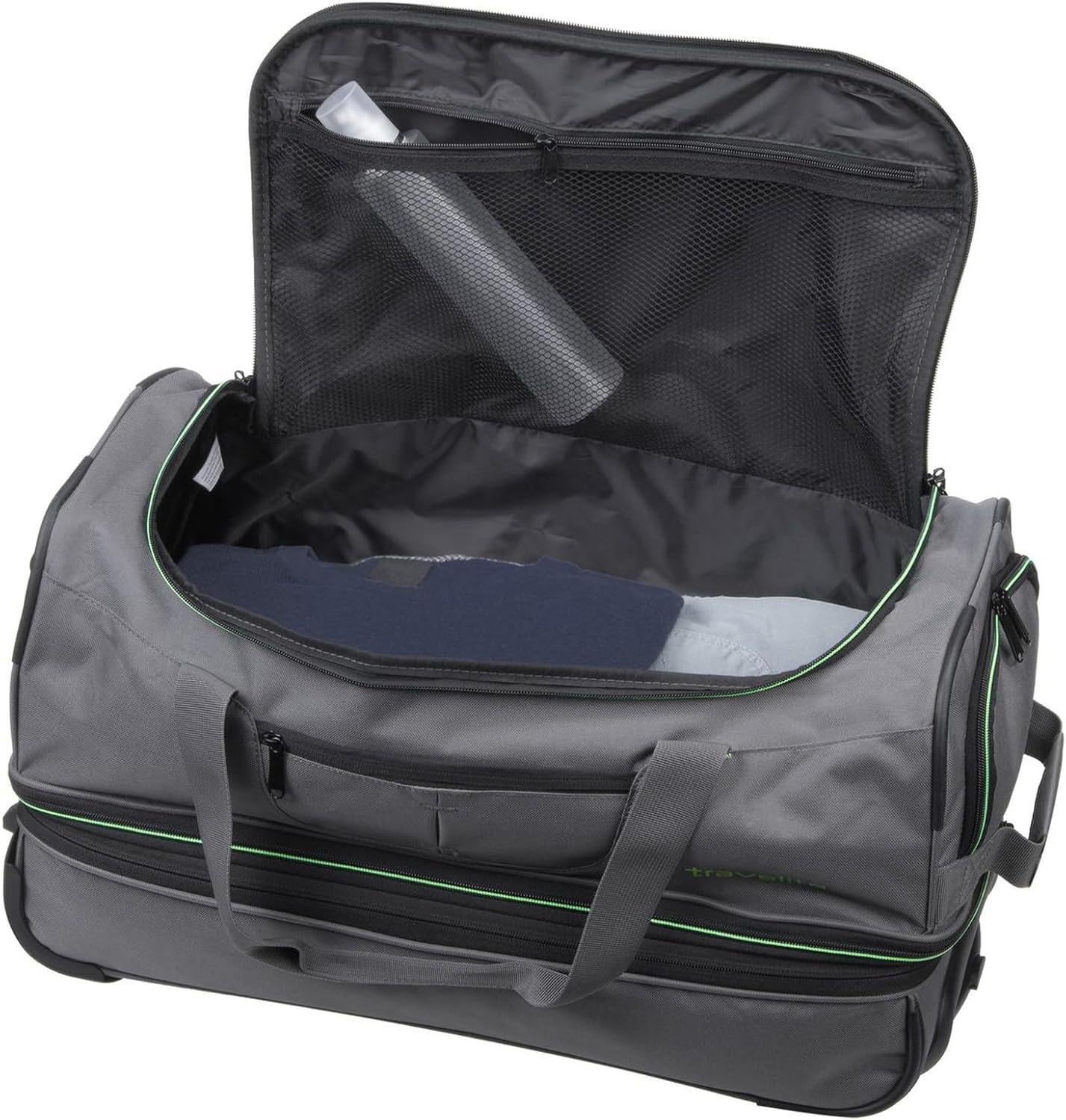 Detalle de Travelite Basics Trolley Reisetasche mit Rollen mittelgroß – erweiterbar, 55 cm, 51–64 L