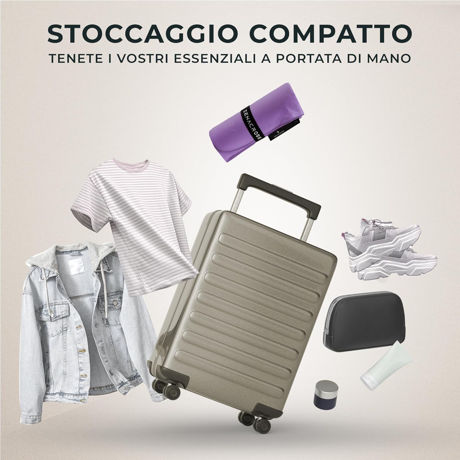 Detalle de Zenacross Asciugamano Palestra 100x200 cm Viola con Borsa per il Trasporto — Microfibra ad Asciugatura Rapida, XXL