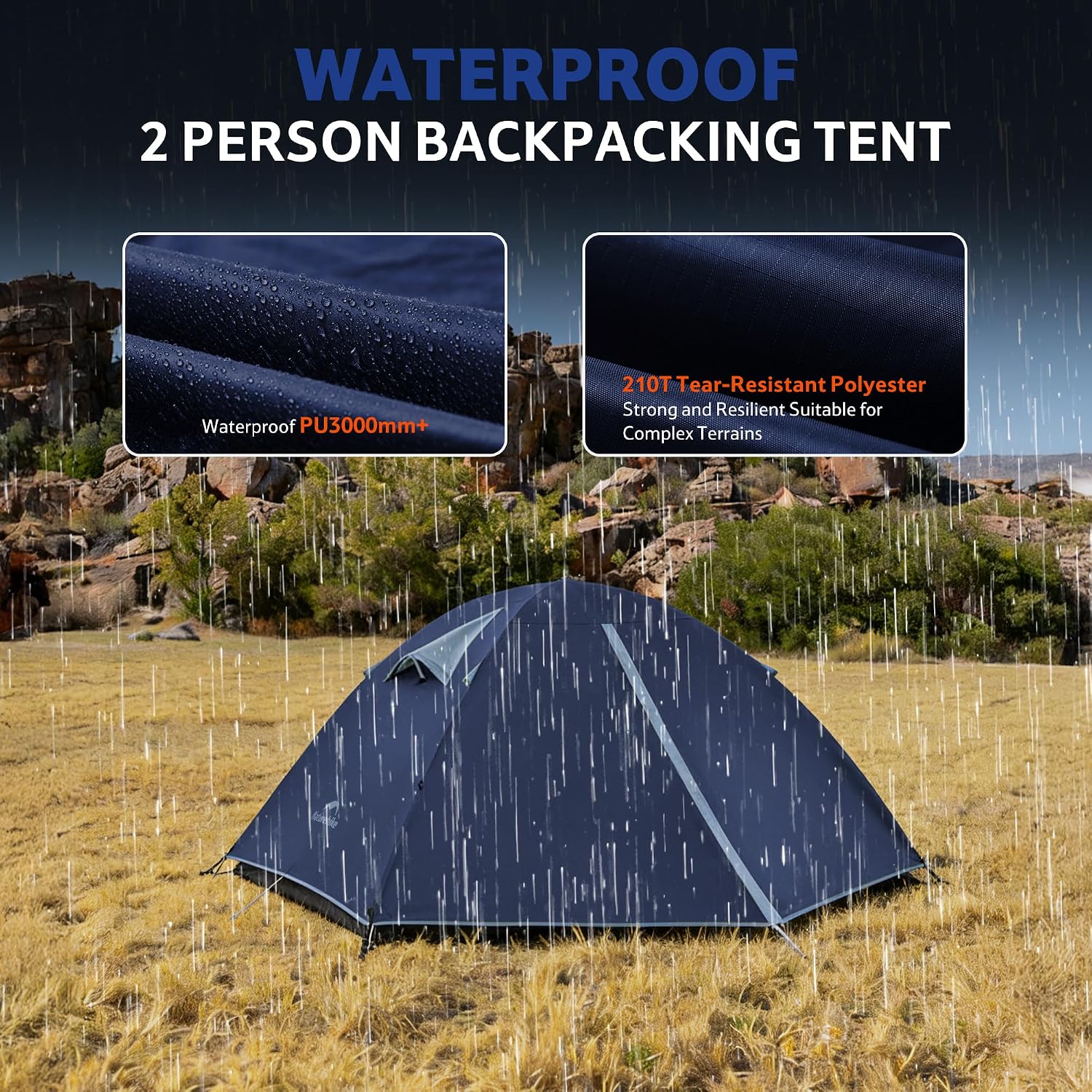 Detalle de Naturehike Bleik Ultralight – Tenda a cupola impermeabile PU 3000 mm per 2-3 persone, ultraleggera