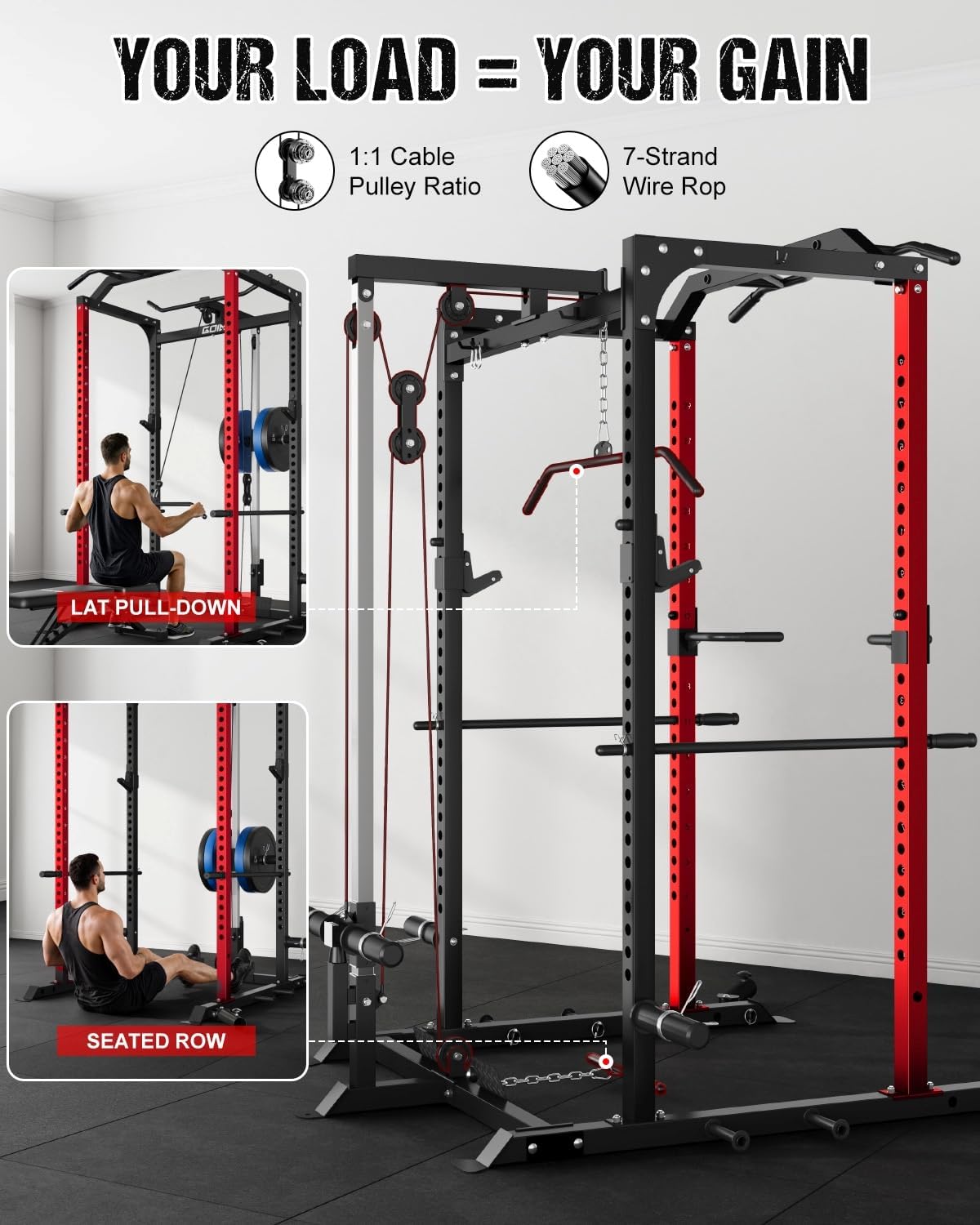 Detalle de allviate C1-V4 Power Cage, 1:1 Pulley System, 2,000 lb Capacity