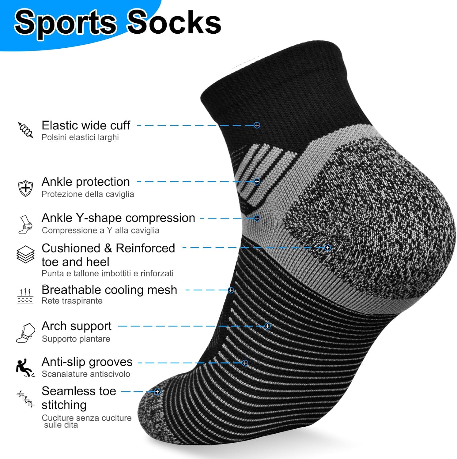 Detalle de Cushioned Quarter Hiking Socks