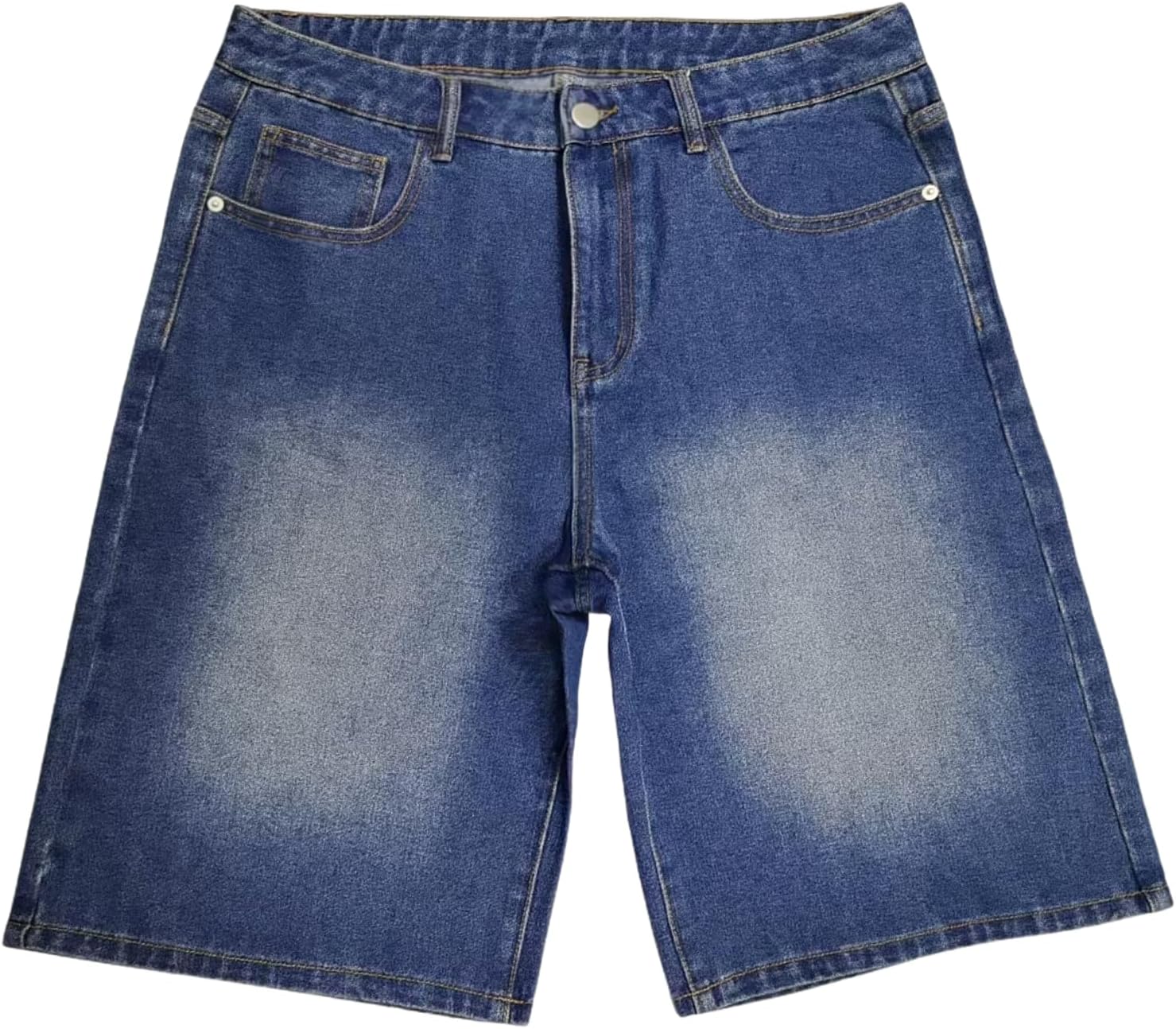 Detalle 2 de LuminBlaze Men's Baggy Denim Jorts, Loose Wide-Leg Fit, Five Pockets