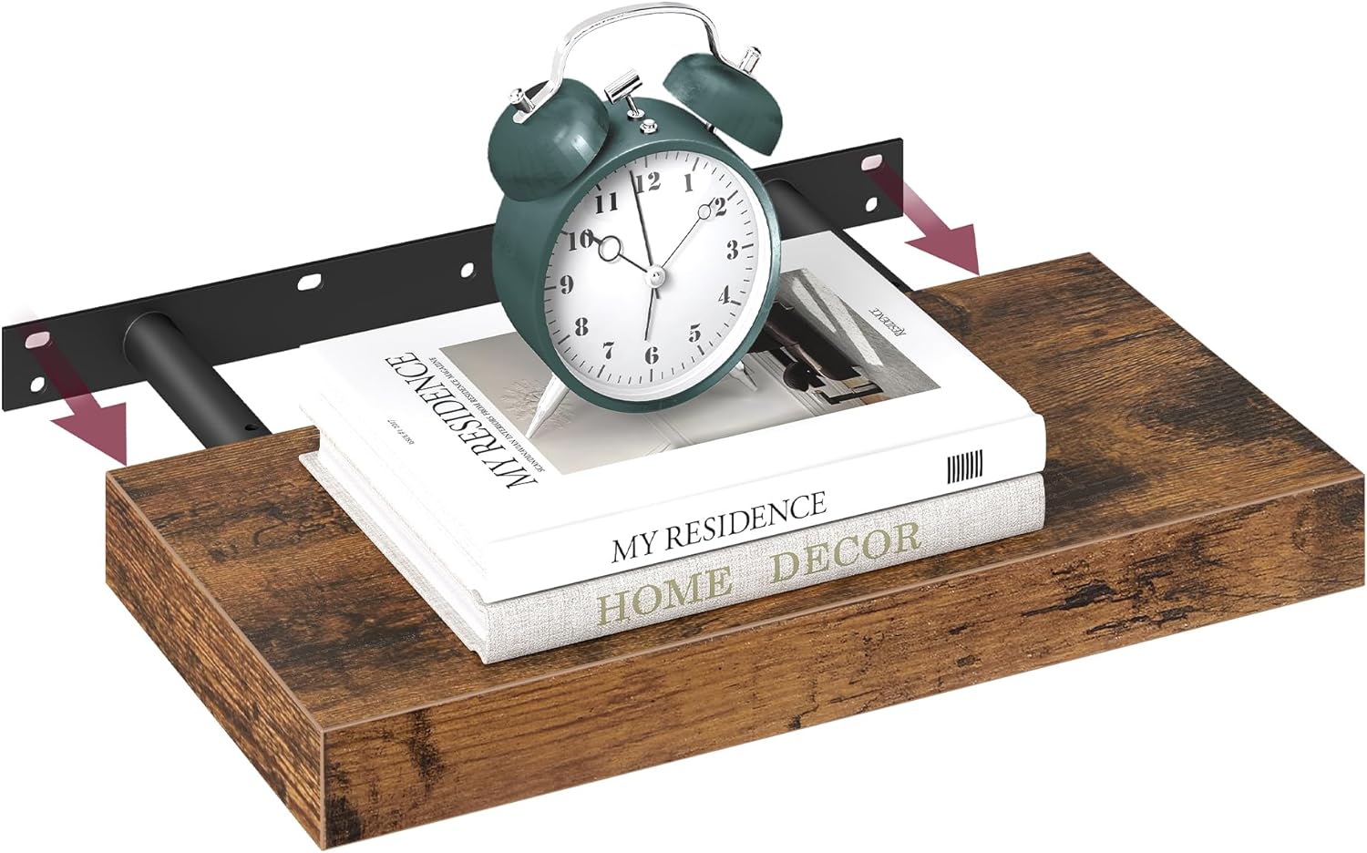 Detalle de VASAGLE Wall Shelf, Floating Shelf 20 x 40 x 3.8 cm in Rustic Brown (LWS24BX)