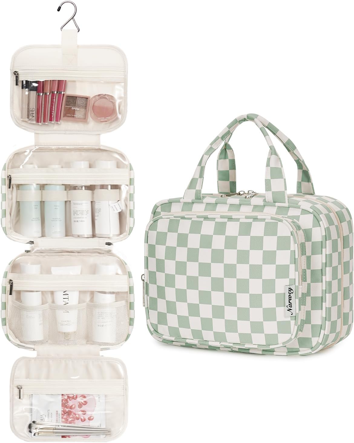 Detalle 2 de Narwey Checkered Hanging Toiletry Bag