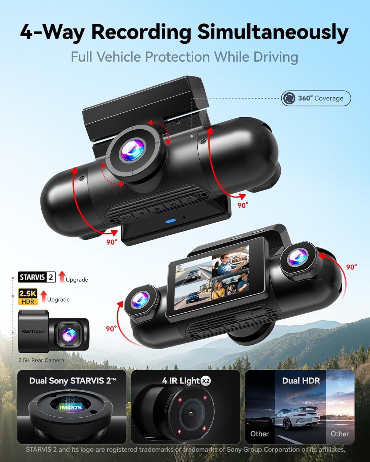 Thumbnail 1 de REDTIGER VP40 4-Channel 360° Dash Cam