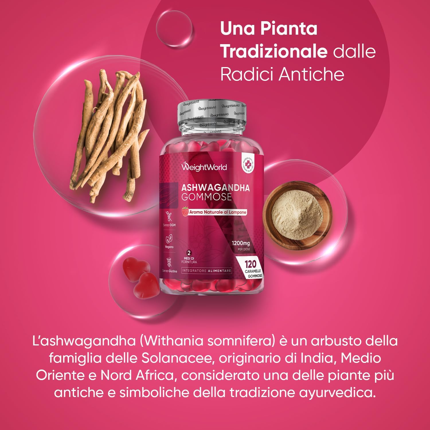 Thumbnail 1 de Ashwagandha Gommose 1200 mg 120 caramelle vegane 🍬