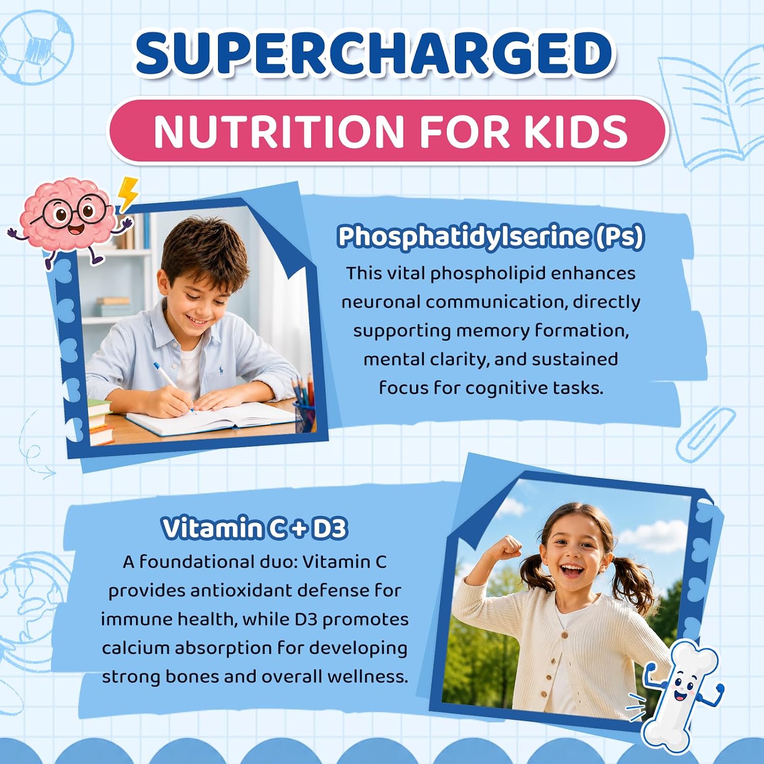 Detalle 2 de CNCHEF Kids Focus and Attention Liquid Drops with Phosphatidylserine, Magnesium and Omega-3