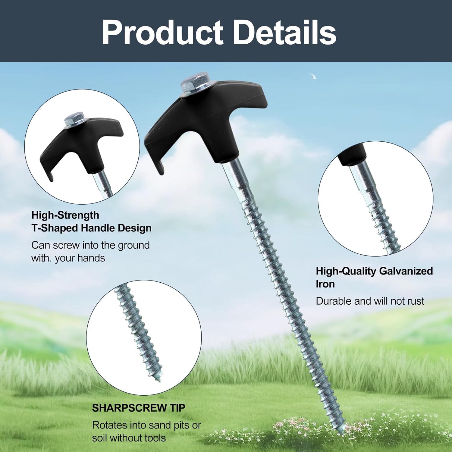 Thumbnail 3 de 20x Zeltheringe mit Drehfunktion und Gewinde – ultralange Camping-Pflöcke für harten Boden, Wald & Felsen