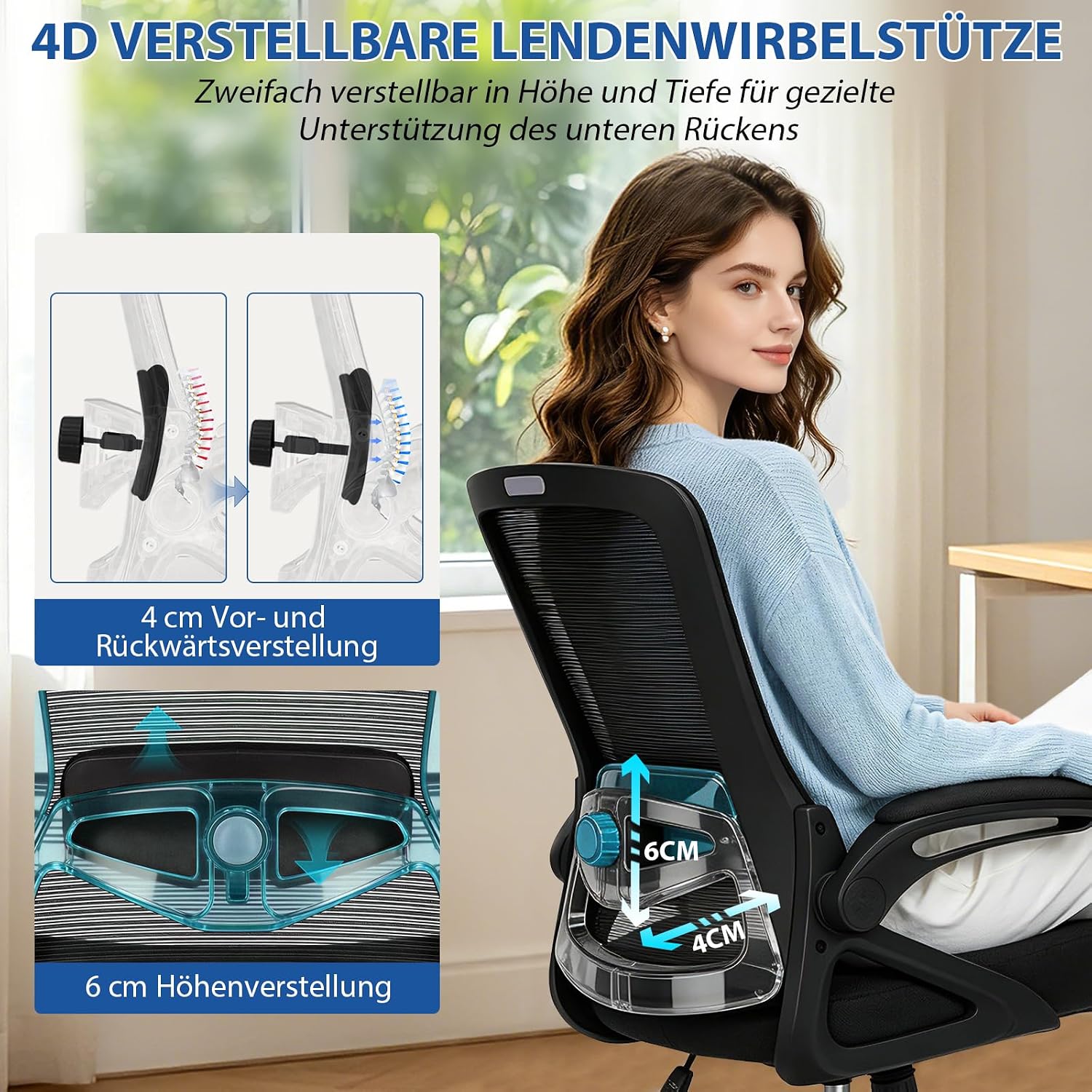 Detalle 1 de Milacyee Bürostuhl mit 4D-Lendenstütze