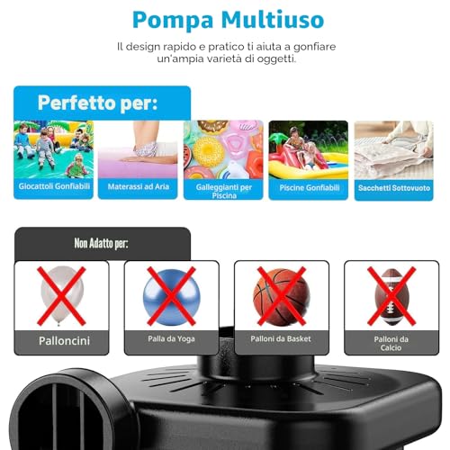 Detalle de Pompa Elettrica per Gonfiabili Motorenbau con 3 Ugelli – Versatilità e comodità per campeggio e piscina