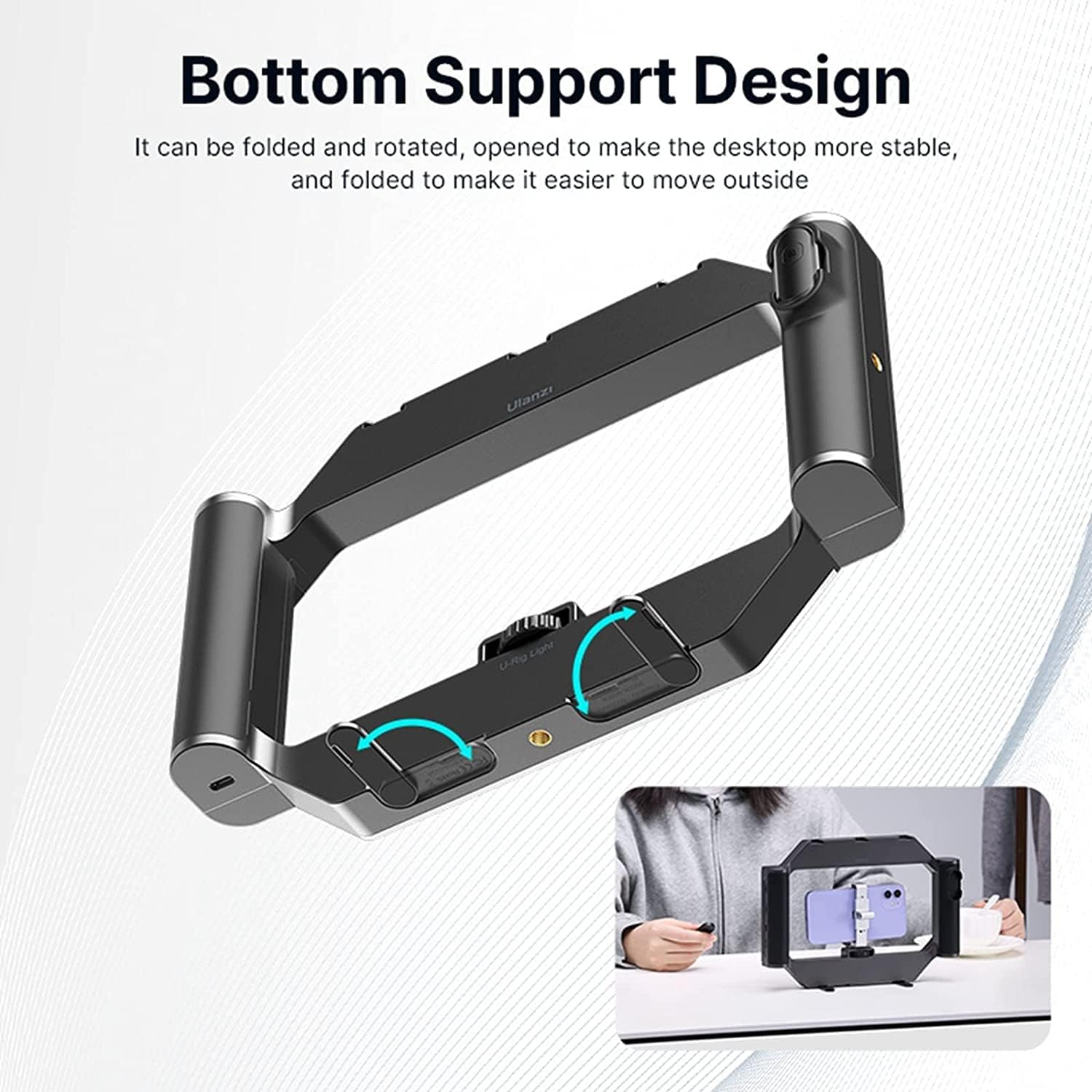 Thumbnail 6 de ULANZI U-Rig Smartphone Video Rig avec lumière (2500K-9000K) et stabilisateur pour téléphone 4-7 pouces