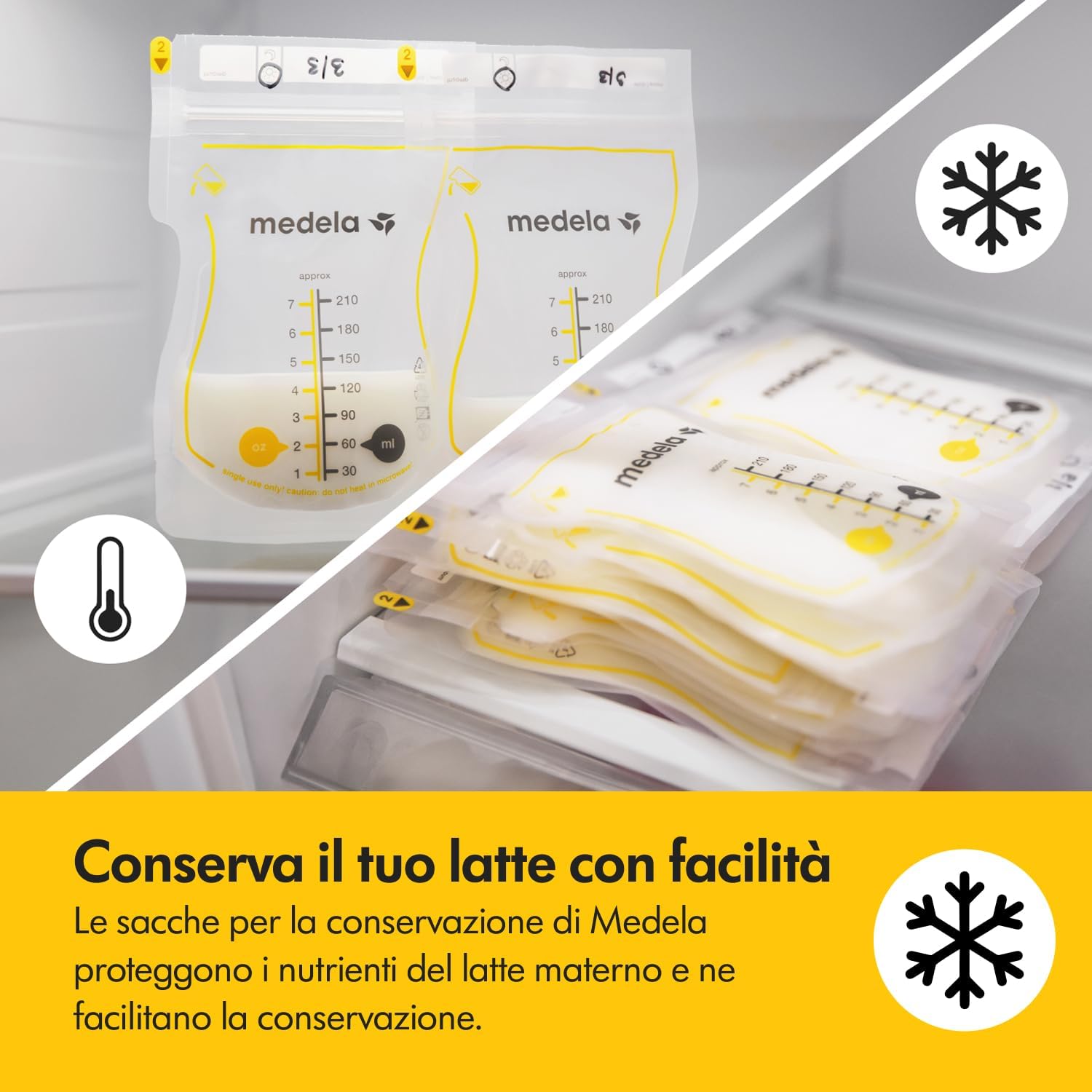 Detalle 2 de Medela Sacche Monouso Easy Pour: Conservazione latte materno da 210 ml, 200 pezzi, design anti perdita