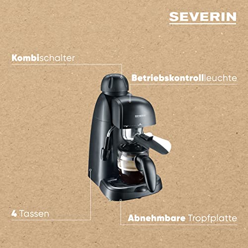 Detalle de SEVERIN Espressomaschine: kompakte 2-Tassen-Kaffeemaschine mit Milchschaumdüse