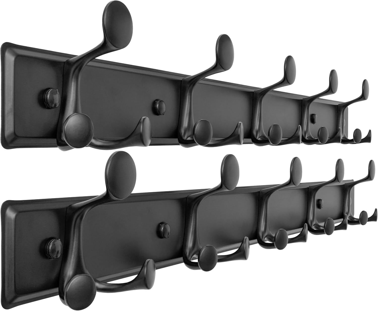 Detalle de SKOLOO 30-Inch Wall-Mounted Coat Rack, 15 Hooks, Matte Black, Pack of 2