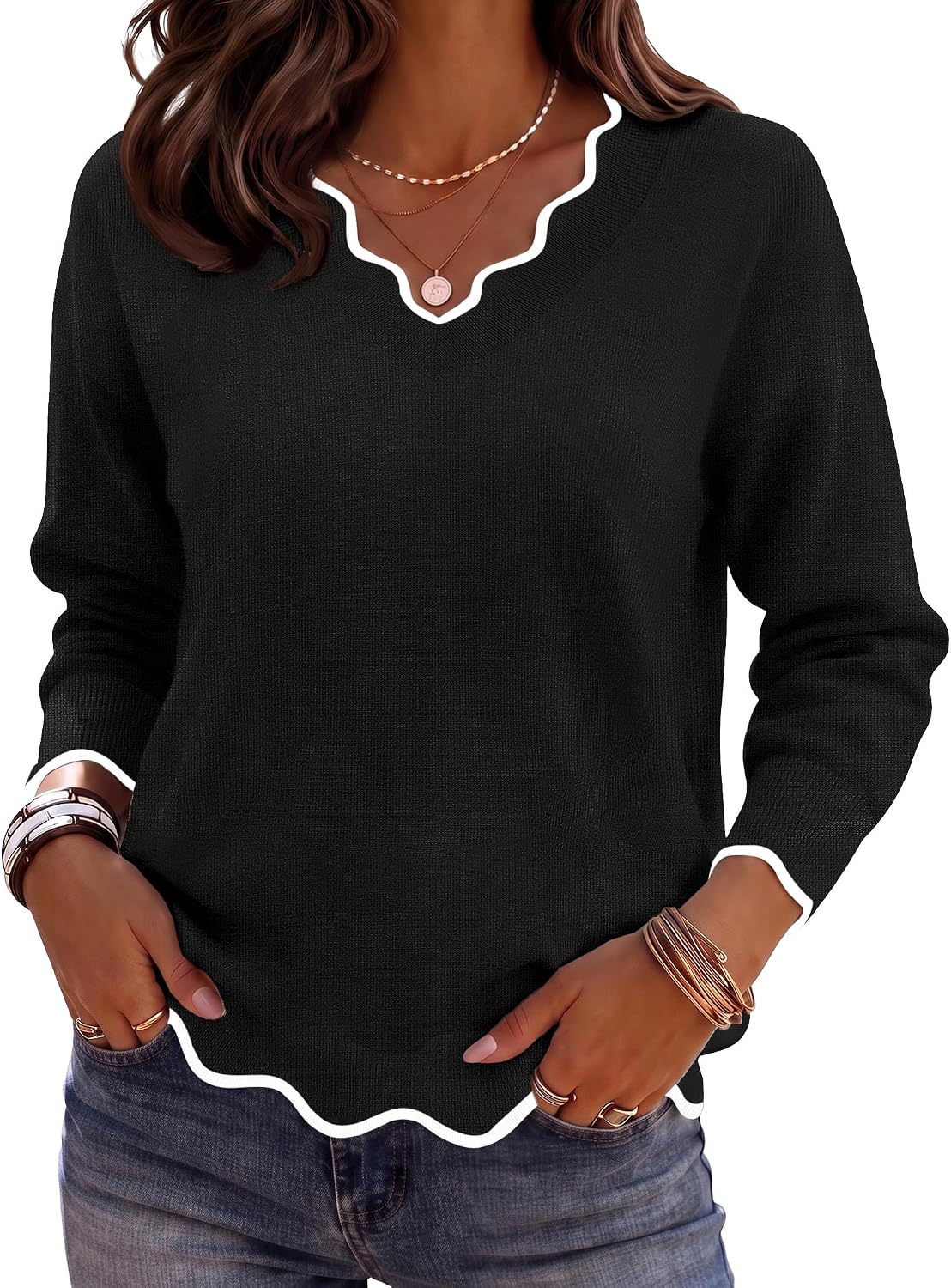 Detalle de Zeagoo Women's V-Neck Sweater